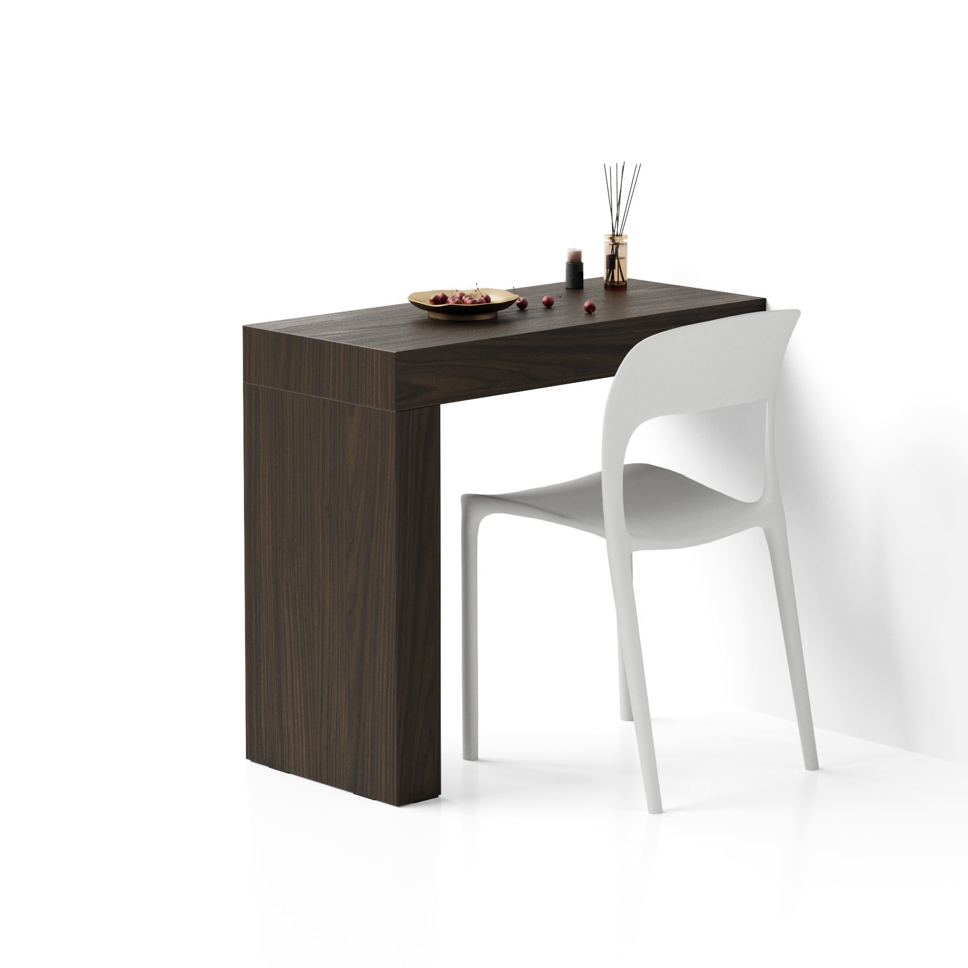 Evolution Esstisch 90x40, Nussbaum, Dunkel mit einem Bein