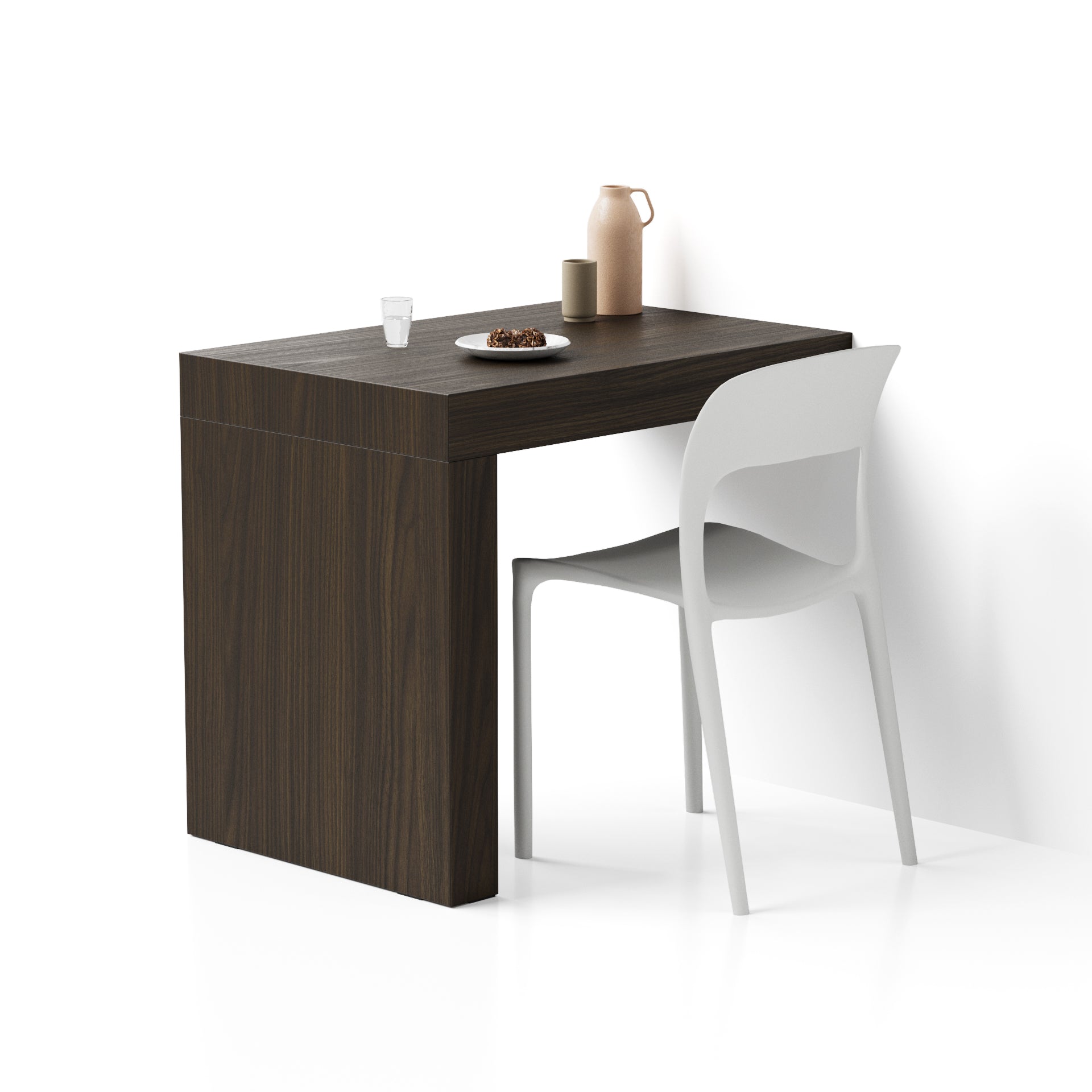 Mesa de comedor Evolution 90x60, nogal americano con una pata