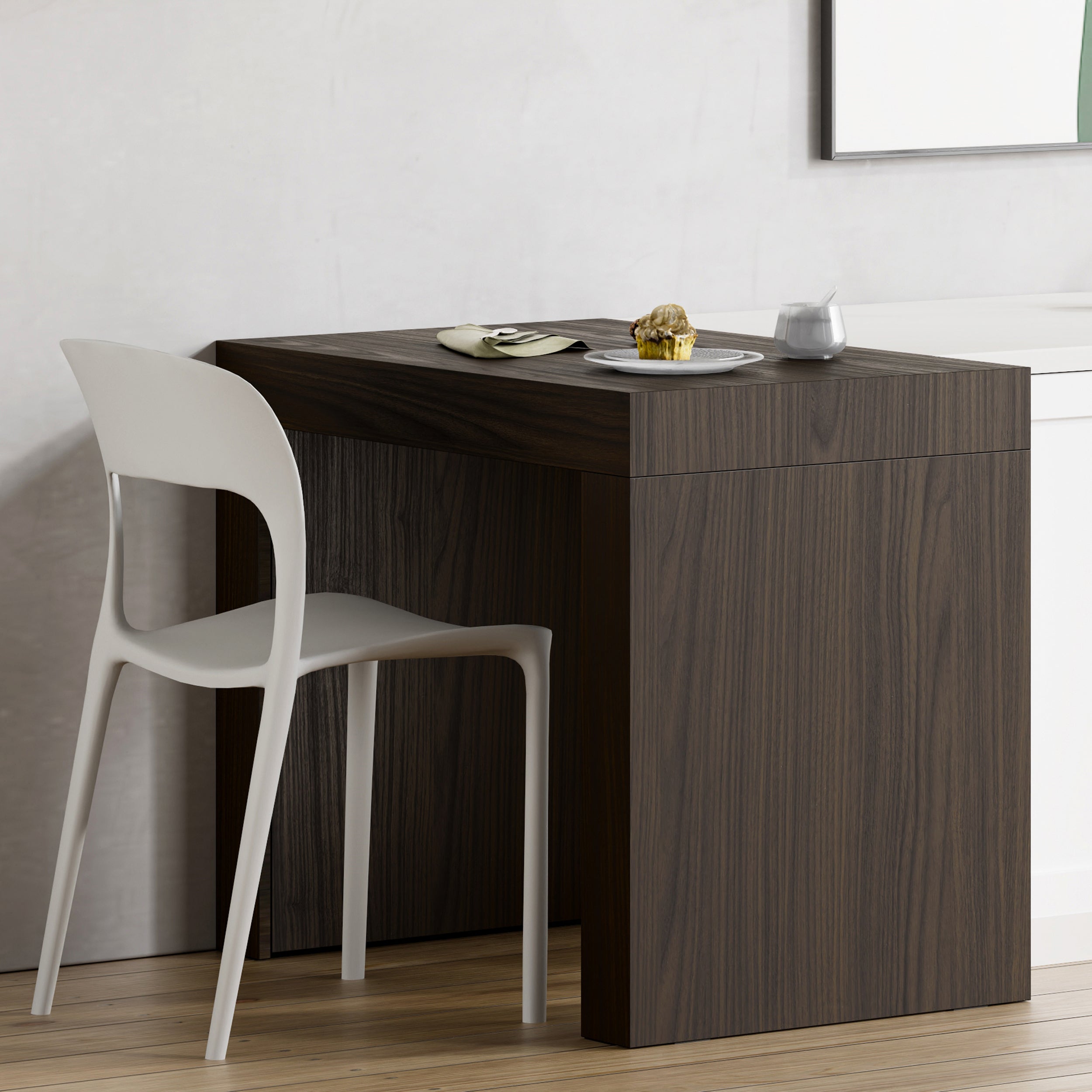 Mesa de comedor Evolution 90x60, nogal americano con dos patas - Set image 1