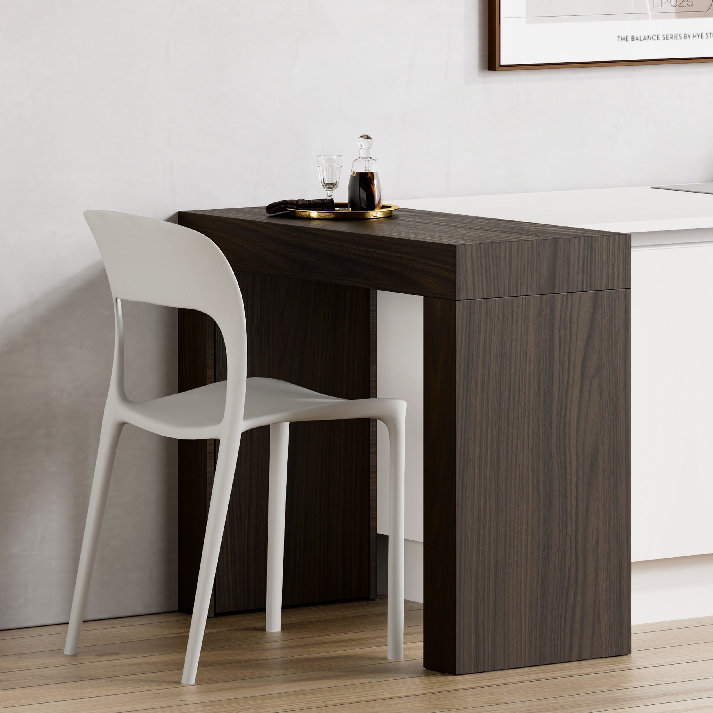 Evolution Esstisch 90x40, Nussbaum, Dunkel mit zwei Beinen - Set image 1