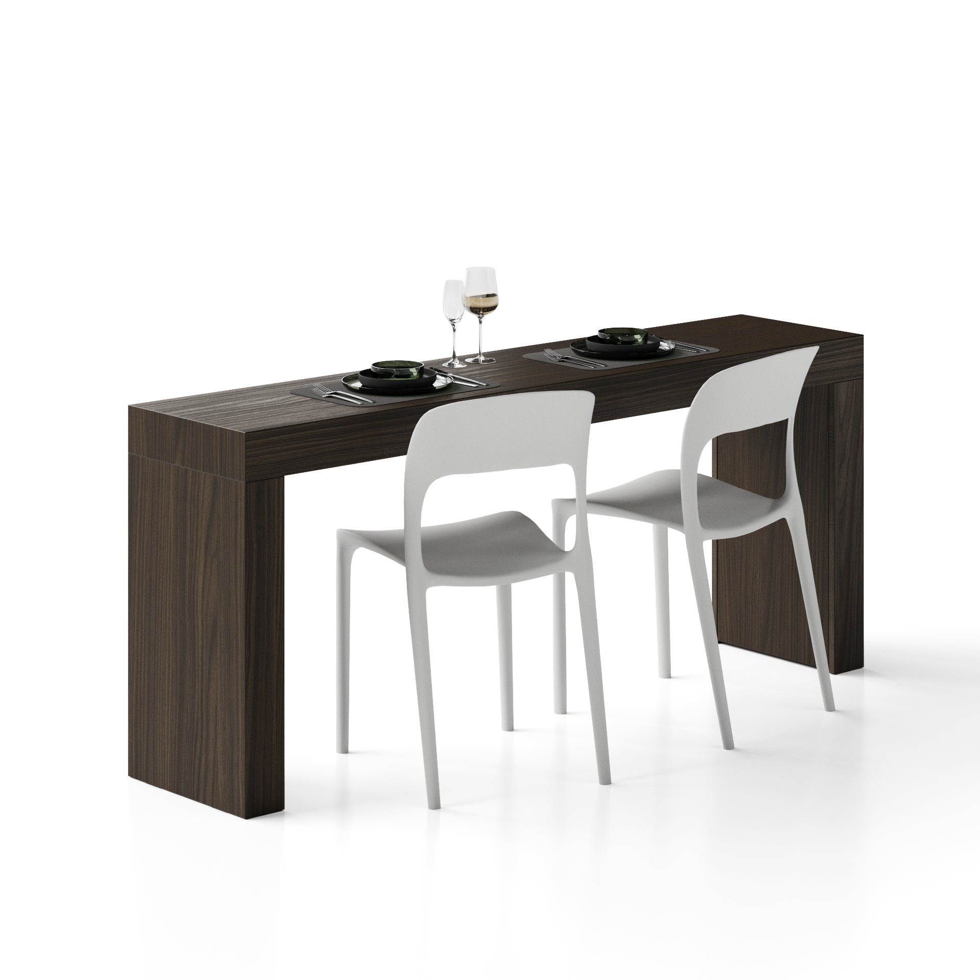 Tavolo da pranzo Evolution 180x40, Noce Scuro con Due Gambe