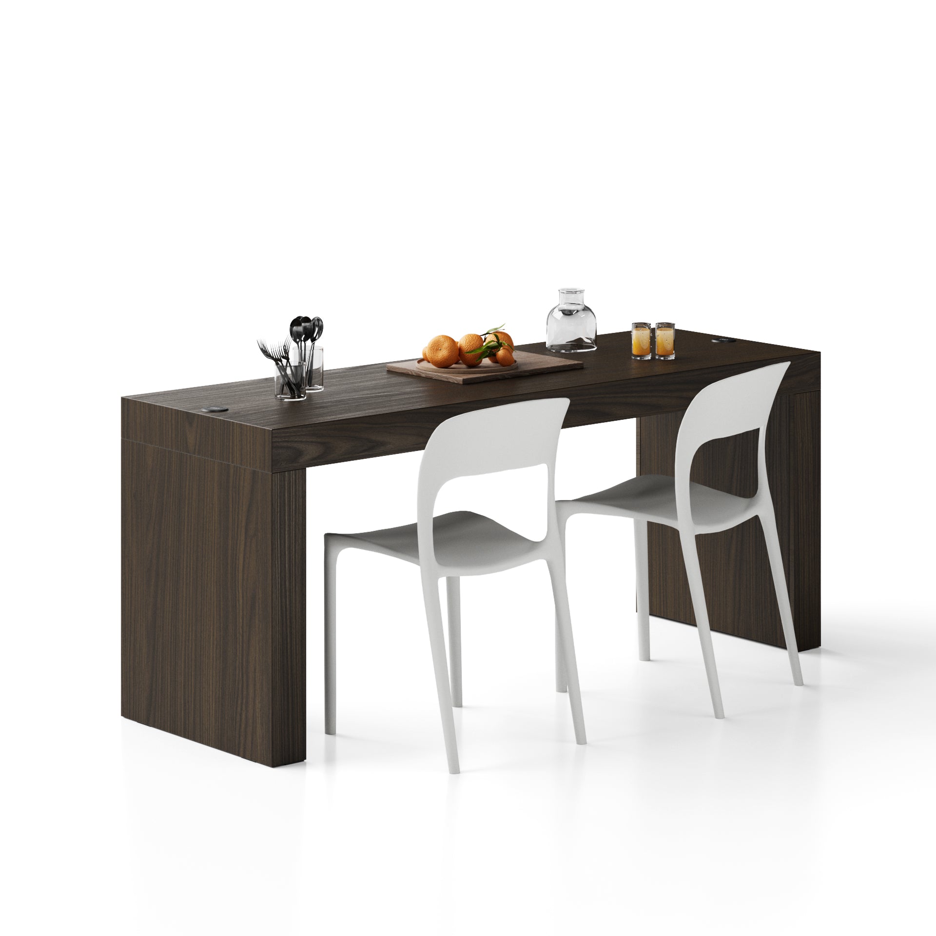 Table à manger Evolution 180x60, Noyer Américain Deux Pieds et Chargeur S F