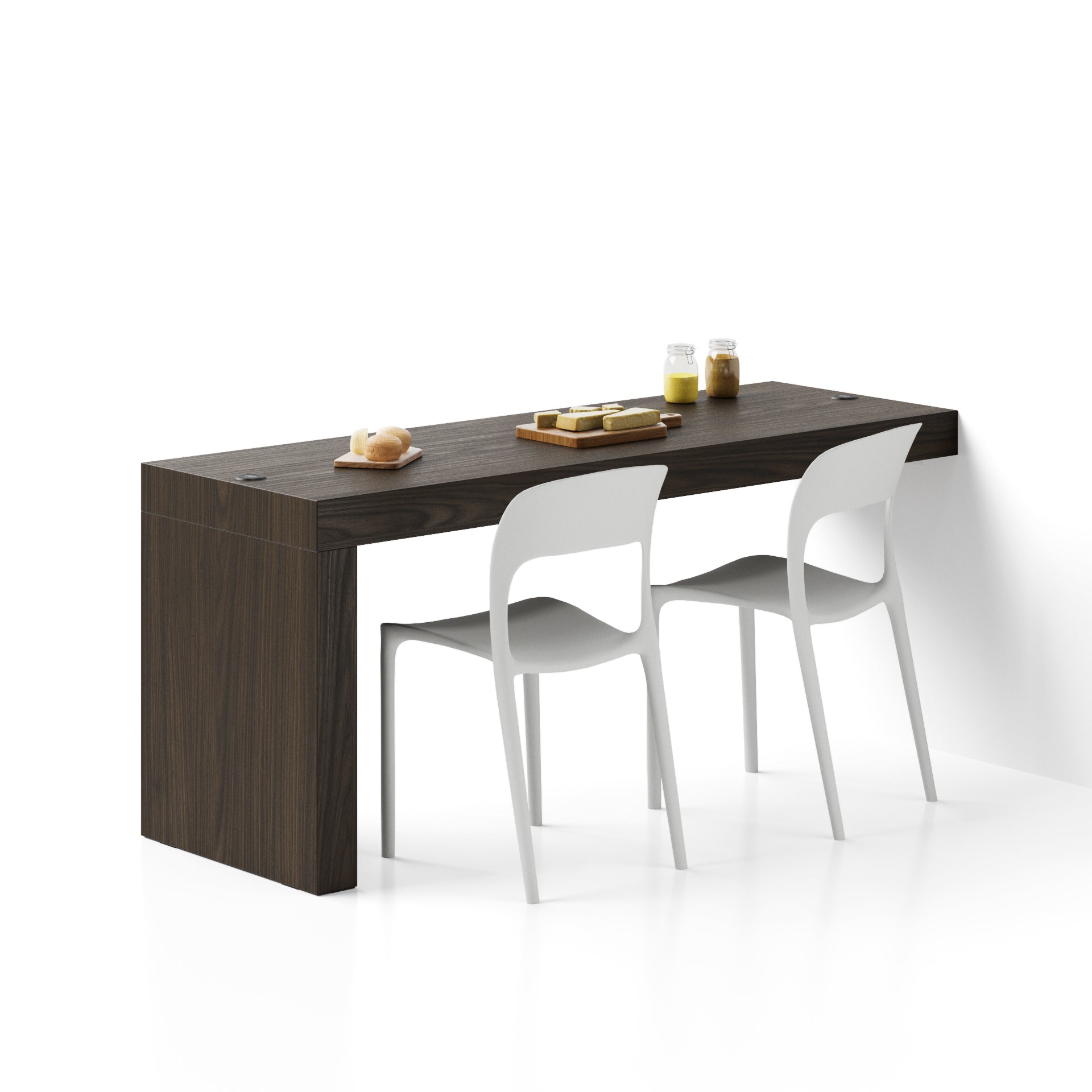 Evolution Esstisch 180x60, Nussbaum, Dunkel, 1 Bein, Ladegerät