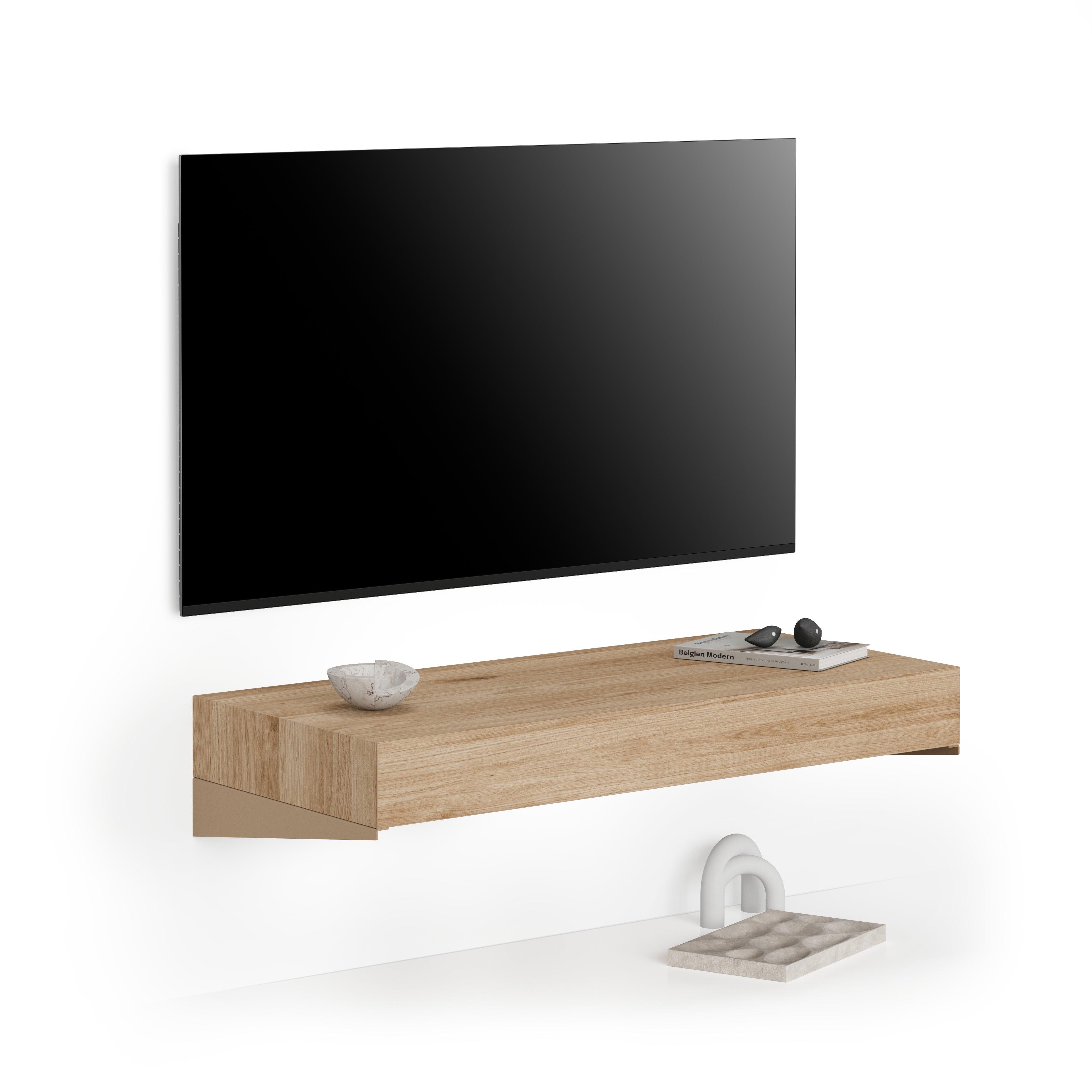 Porta Tv sospeso Evolution 90x40, Rovere Naturale - Immagine principale