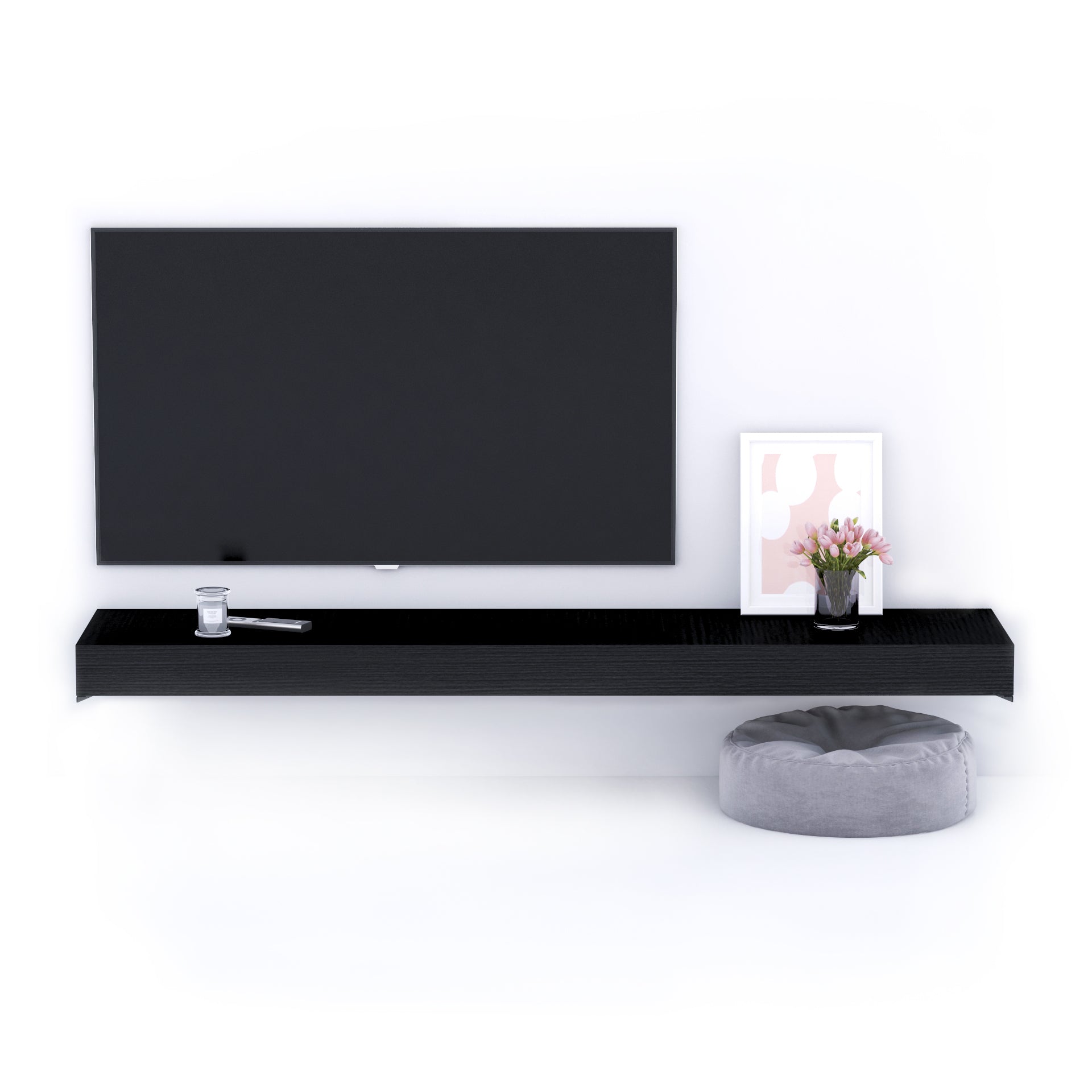Porta Tv sospeso Evolution 180x40, Nero Frassino