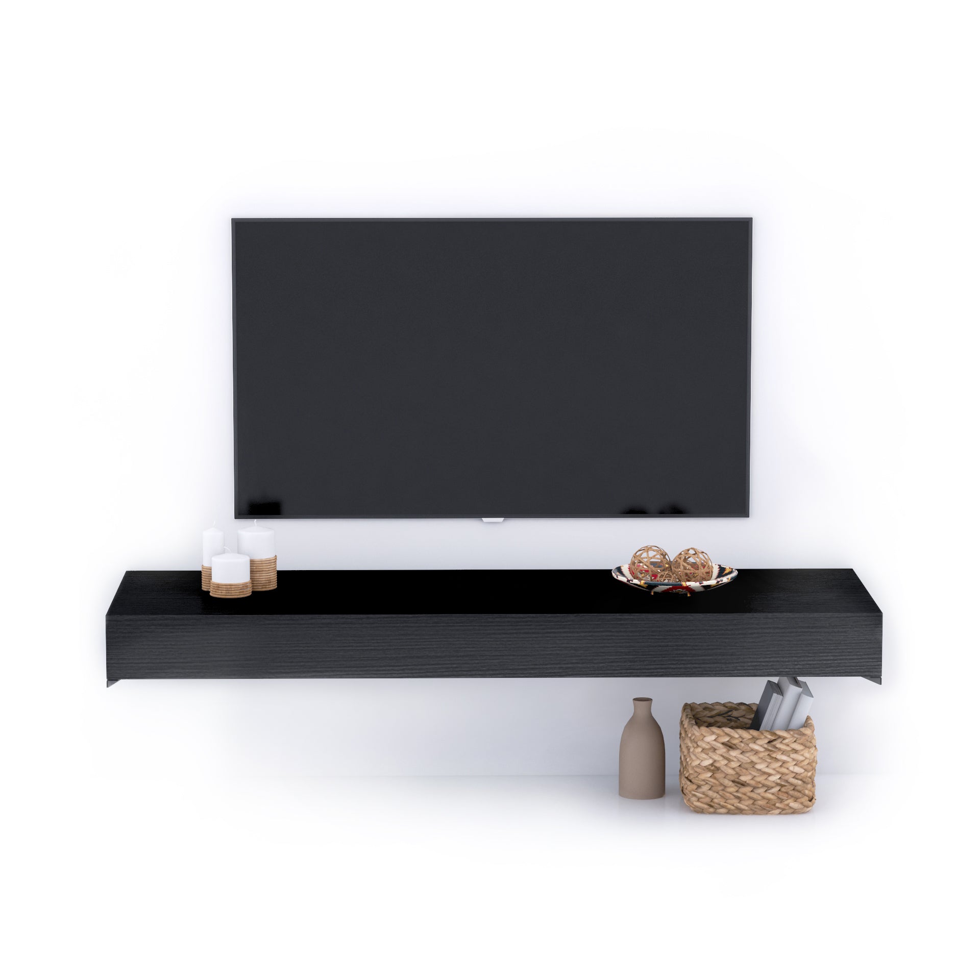 Tv Wandregal Evolution 120 x 40, Esche, Schwarz - Detail image 1