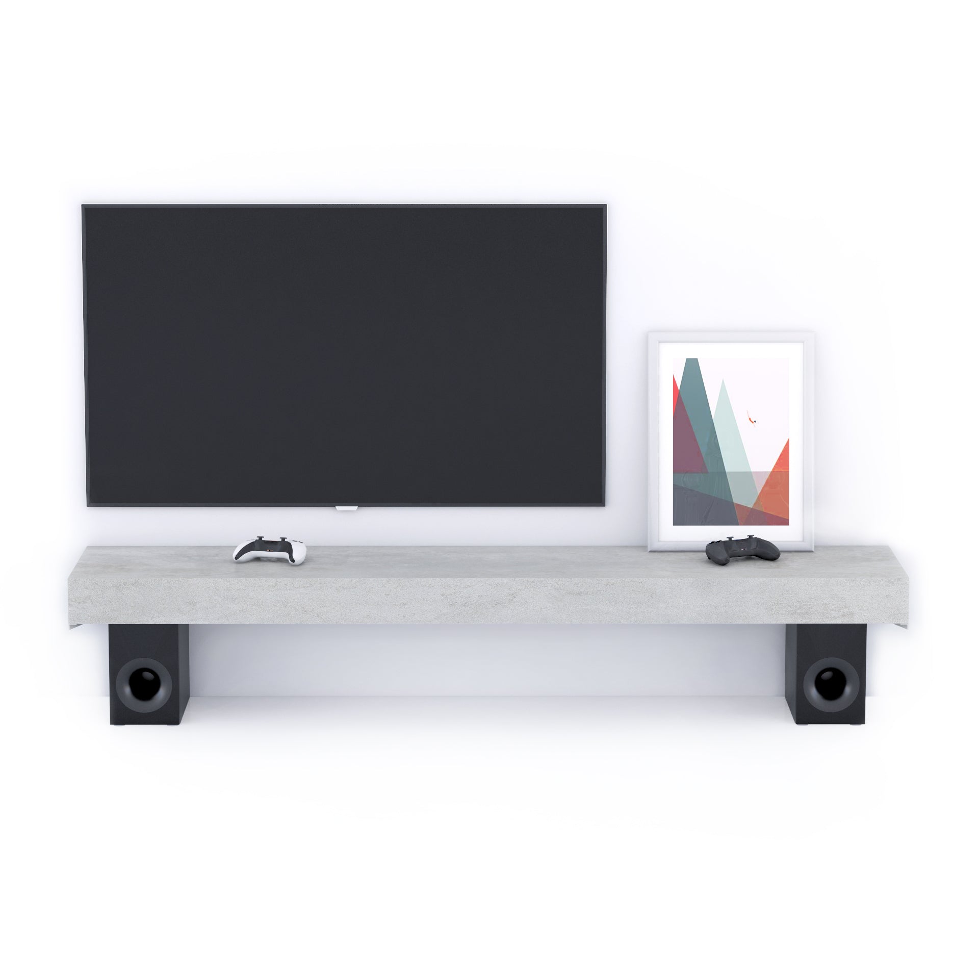 Porta Tv sospeso Evolution 180x40, Grigio Cemento - Immagine dettaglio 1