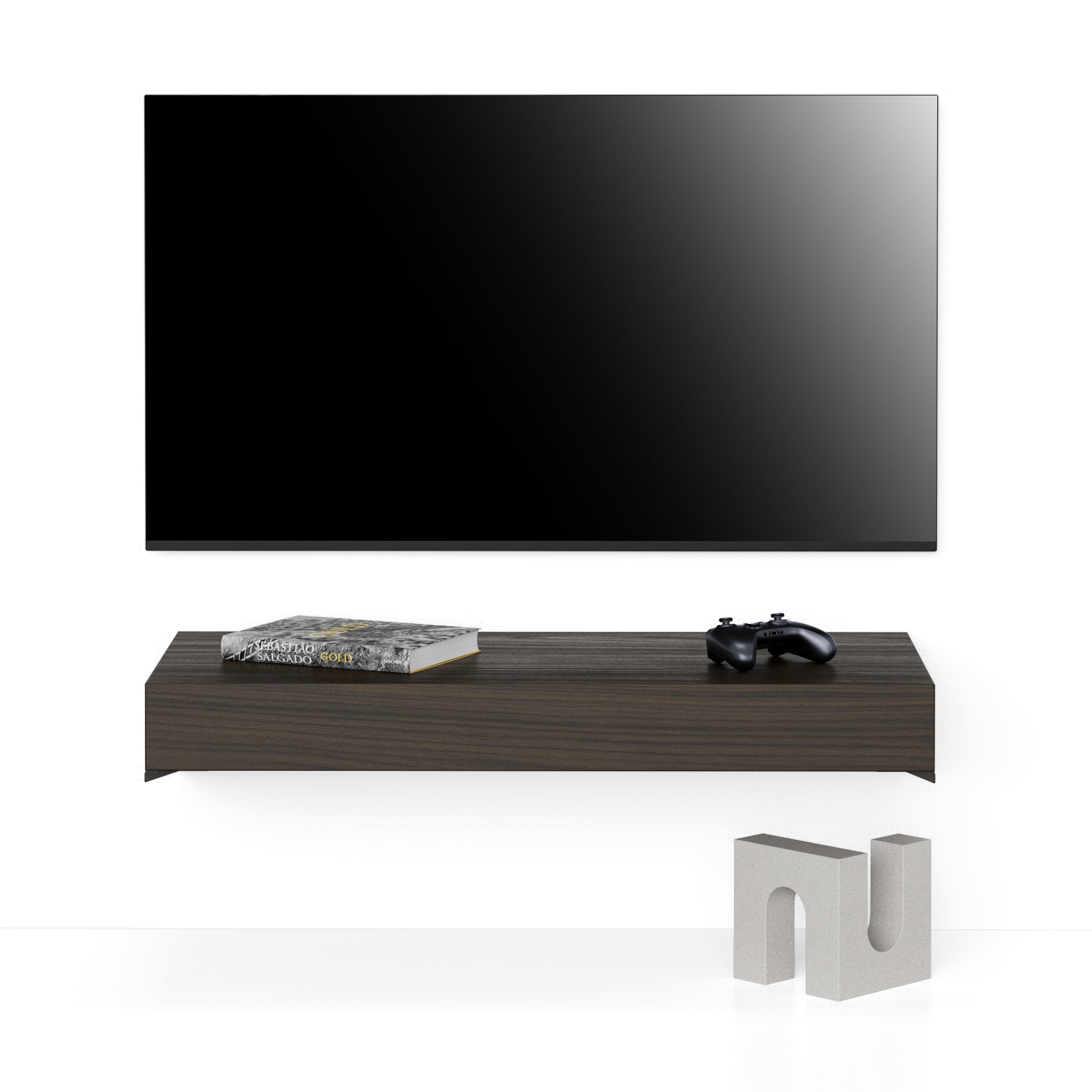 Floating tv stand Evolution 35.4 x 15.7 in, Dark Walnut - Detail image 1