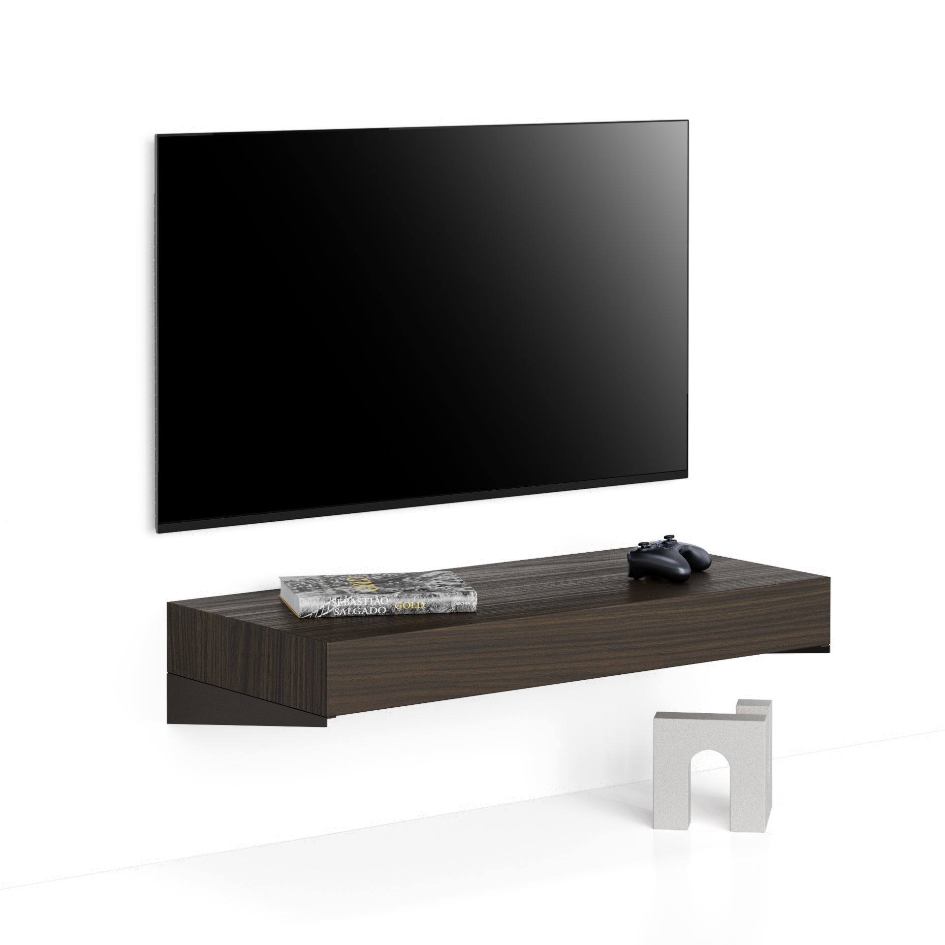 Floating tv stand Evolution 35.4 x 15.7 in, Dark Walnut - Main image