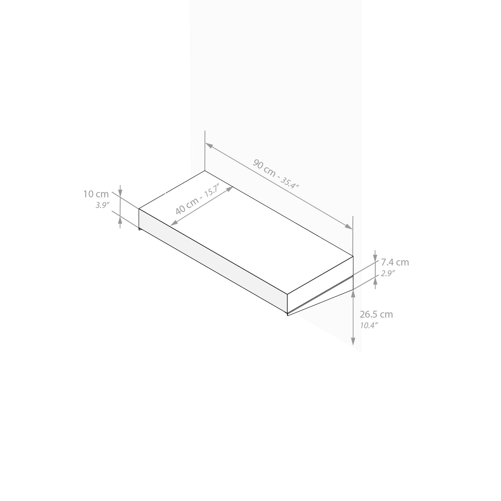 Floating Console Table Evolution 90x40, Rustic Oak - Immagine tecnica 1