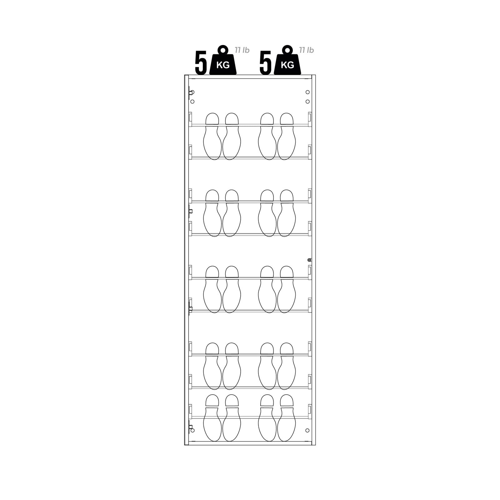 Hängeschuhschrank mit Spiegel Rachele 170x60 cm, Esche Zwart - Immagine tecnica 2