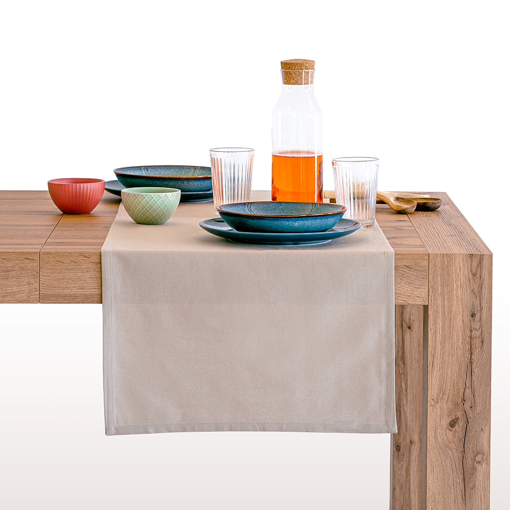 Gioele Cotton table runner 45x150, Beige