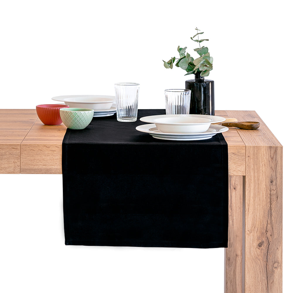 Chemin de table Gioele en coton 45x180, Noir - Detail image 2