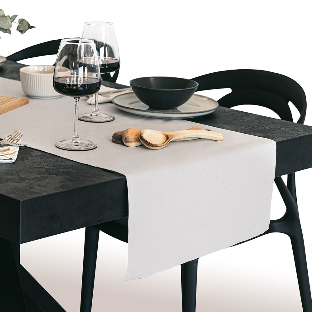 Runner da Tavola Gioele in cotone 45x200, Grigio chiaro