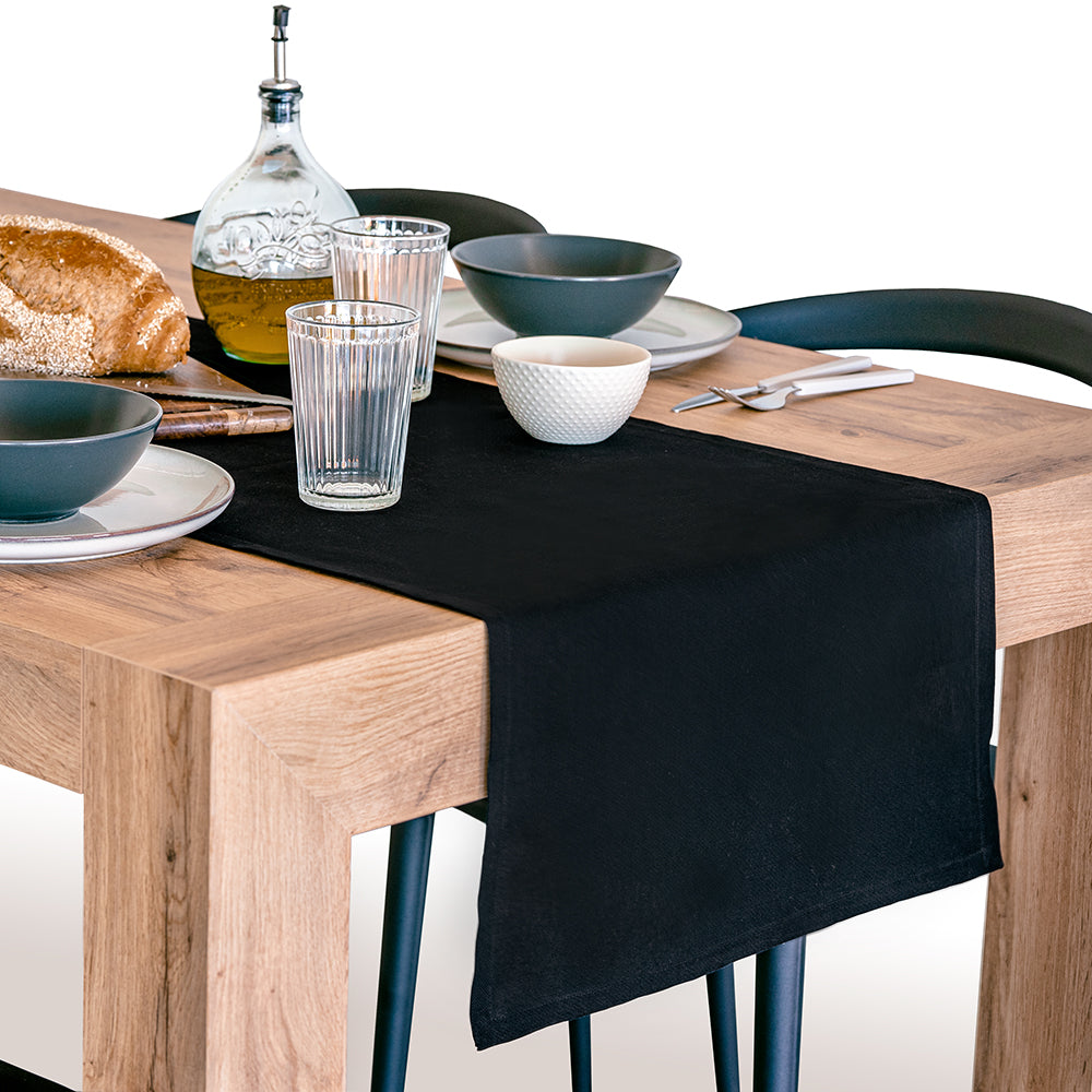 Chemin de table Gioele en coton 45x220, Noir