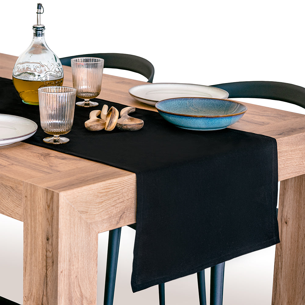 Chemin de table Gioele en coton 45x260, Noir
