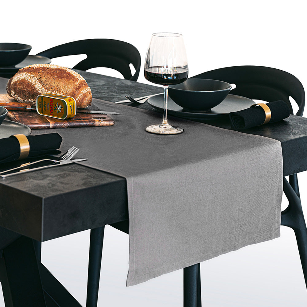 Runner da Tavola Gioele in cotone 45x260, Grigio scuro