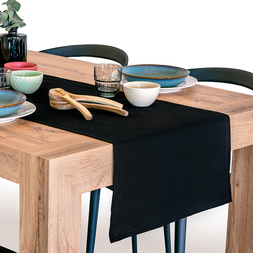 Chemin de table Gioele en coton 45x280, Noir