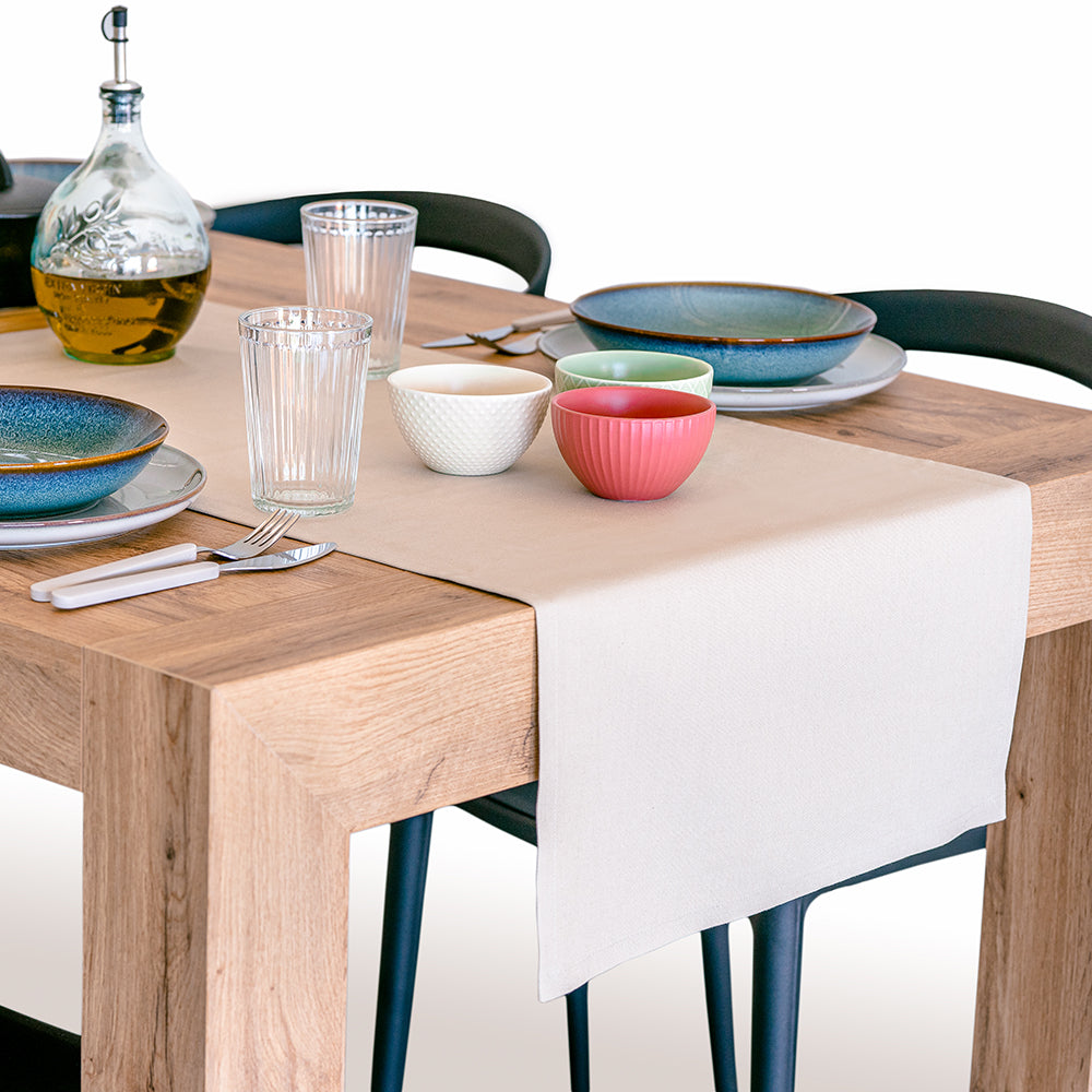 Runner da Tavola Gioele in cotone 45x300, Beige - Immagine principale