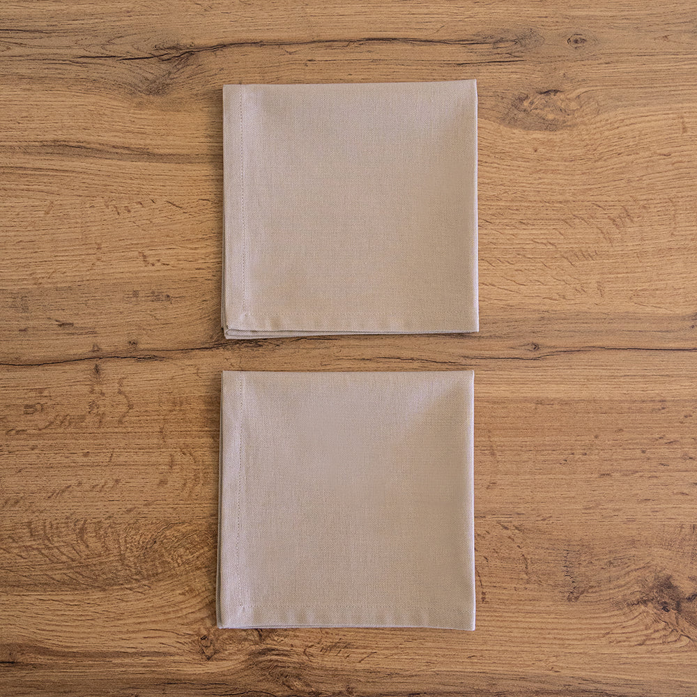 Serviettes de table Gioele en coton 35x35, Lot de 2, Beige - Detail image 1