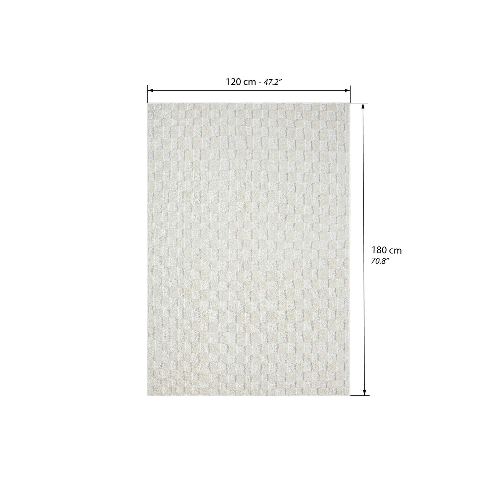 Tapete retangular Arno 120x180 cm, Creme com padrão geométrico de quadrados - Immagine tecnica 1