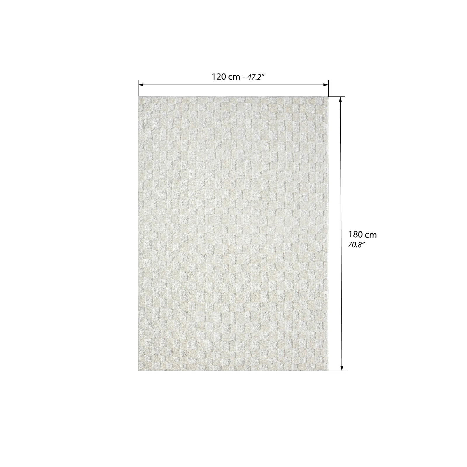 Alfombra rectangular Arno 120x180 cm, Crema con diseño geométrico de cuadros - Immagine tecnica 1