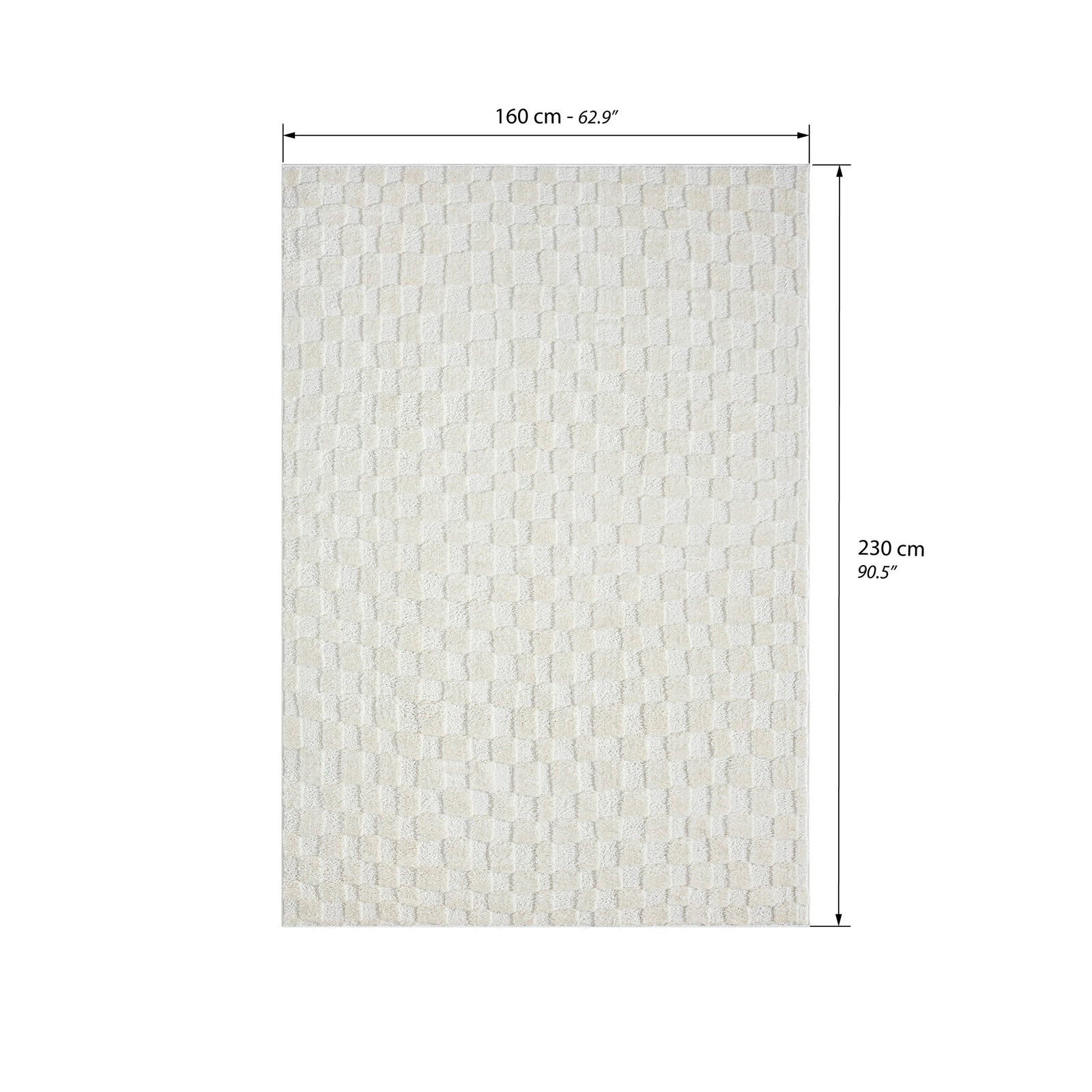 Rectangular Rug Arno 160x230 cm, Cream with Geometric Check Pattern - Immagine tecnica 1