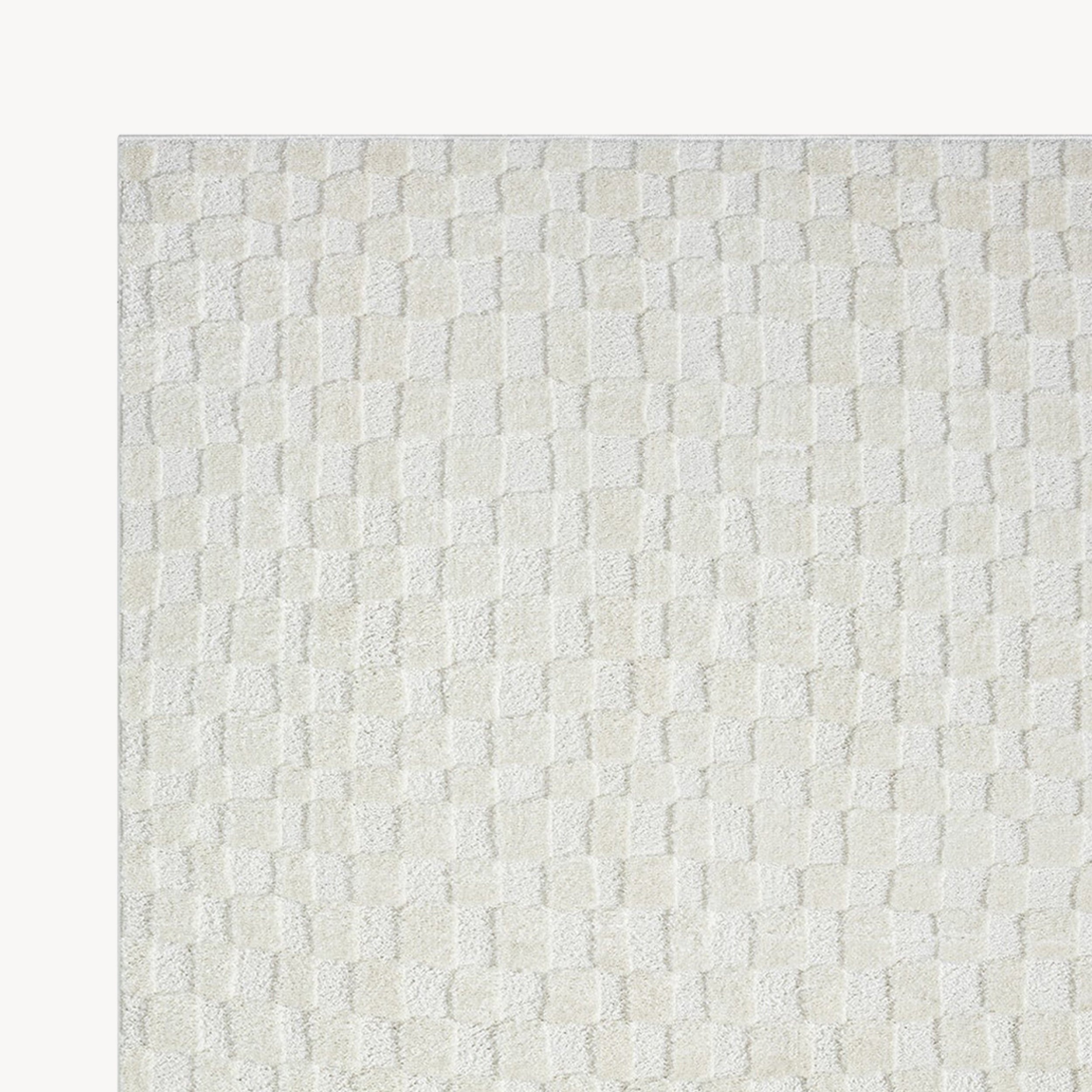 Rechthoekig vloerkleed Arno 120x180 cm, Crème met geometrisch ruitpatroon