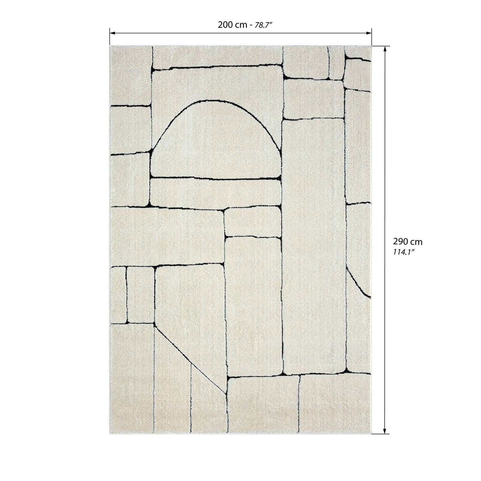 Rectangular Rug Arno 79x114 in, Cream with Abstract Pattern - Immagine tecnica 1