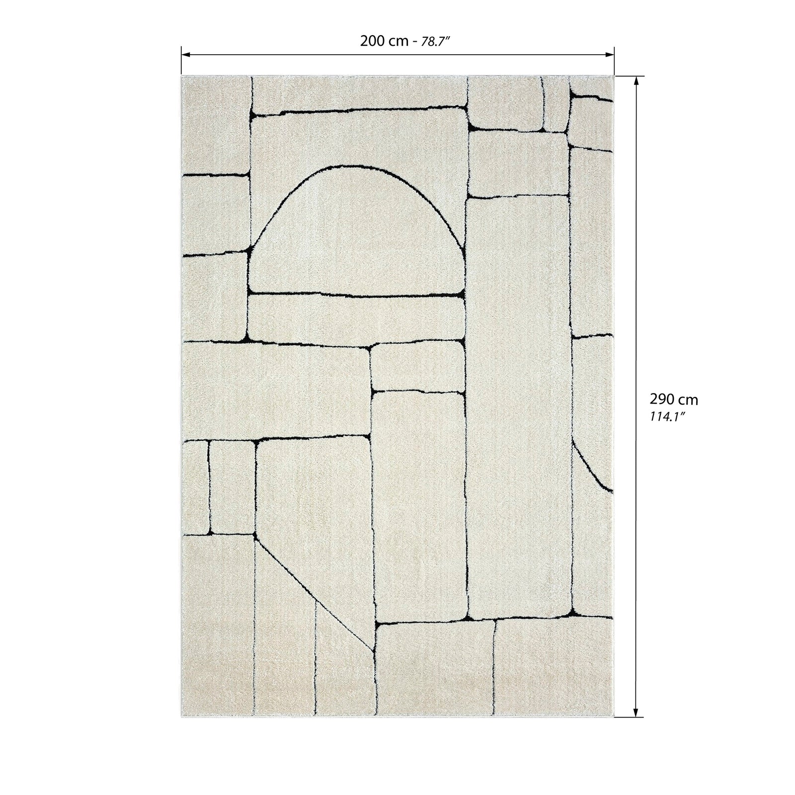 Rectangular Rug Arno 200x290 cm, Cream with Abstract Pattern - Immagine tecnica 1
