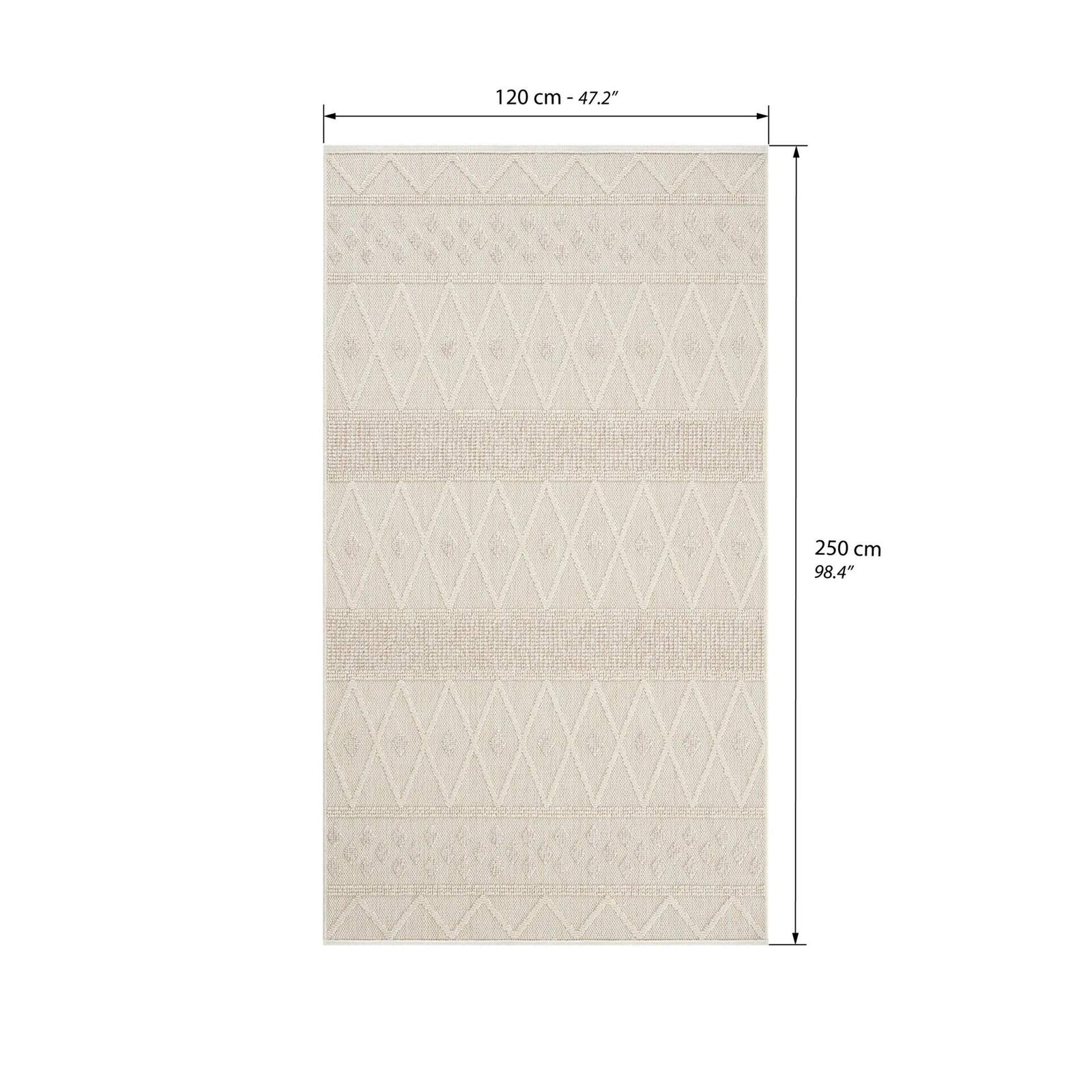 Rectangular Rug Atena 47x98 in, Cream with Diamond Pattern - Immagine tecnica 1
