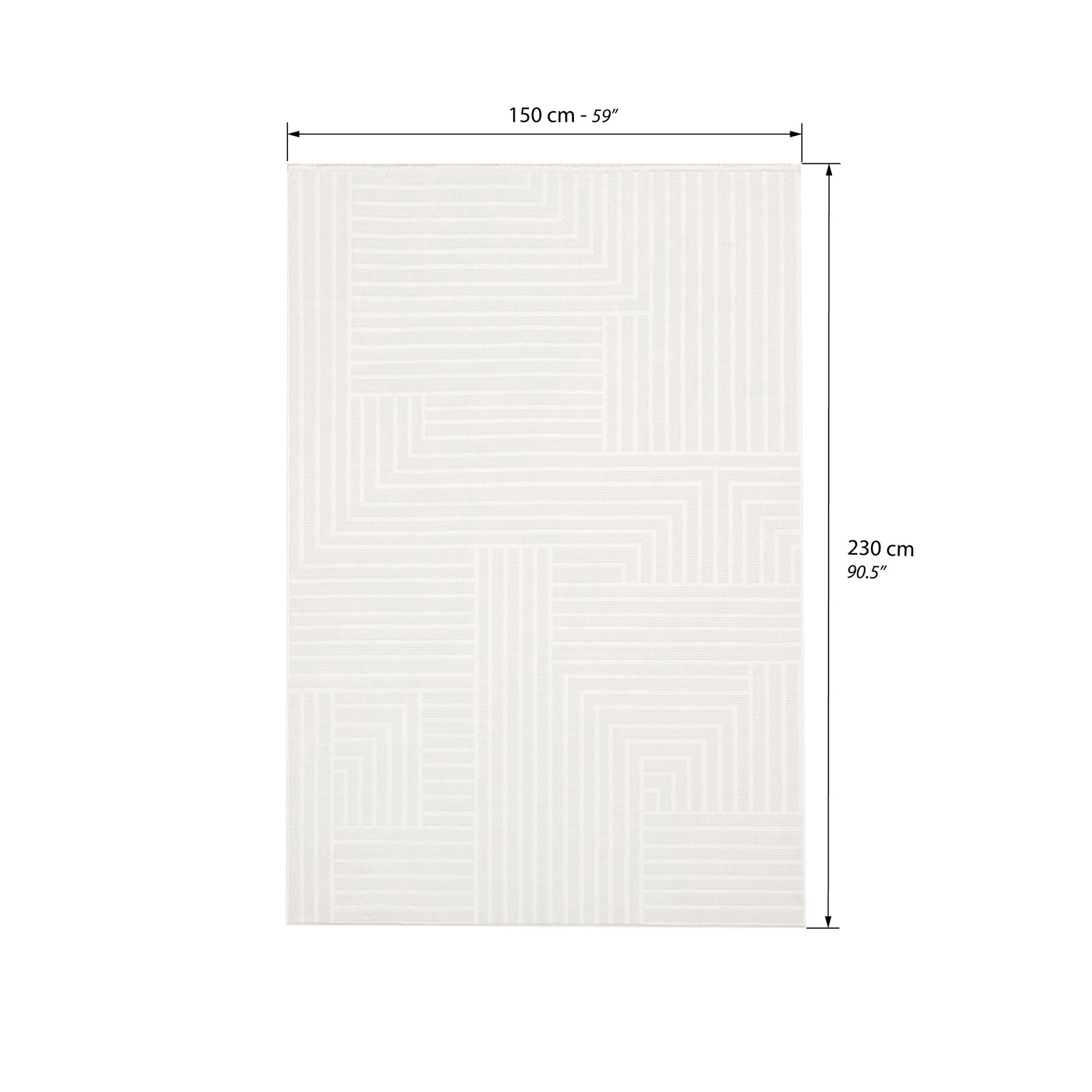 Rechteckiger Teppich Giada 150x230 cm, Beige mit geometrischem Muster - Immagine tecnica 1