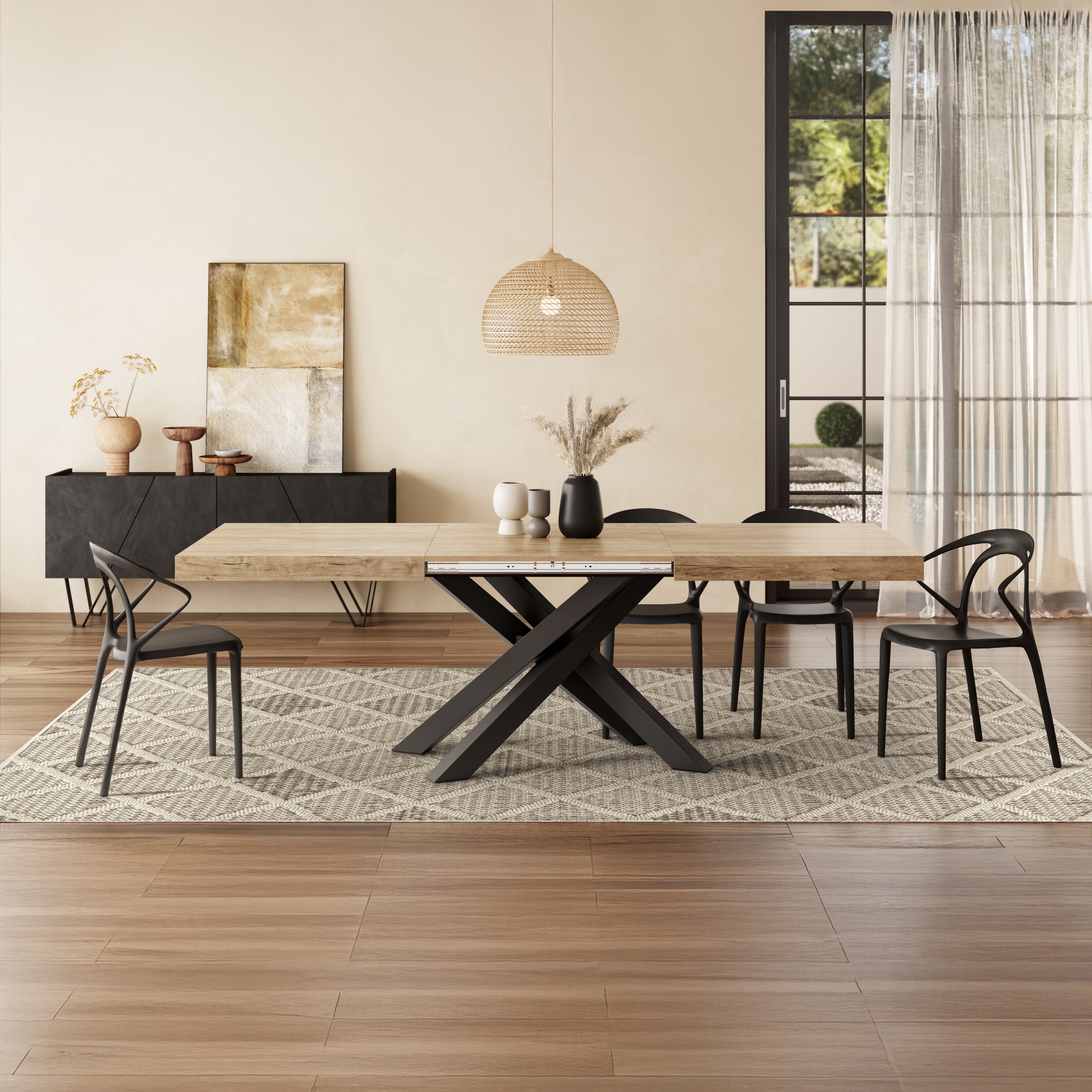 Rechteckiger Teppich Lidia 160x230 cm, Creme mit Rautenmuster - Set image 1
