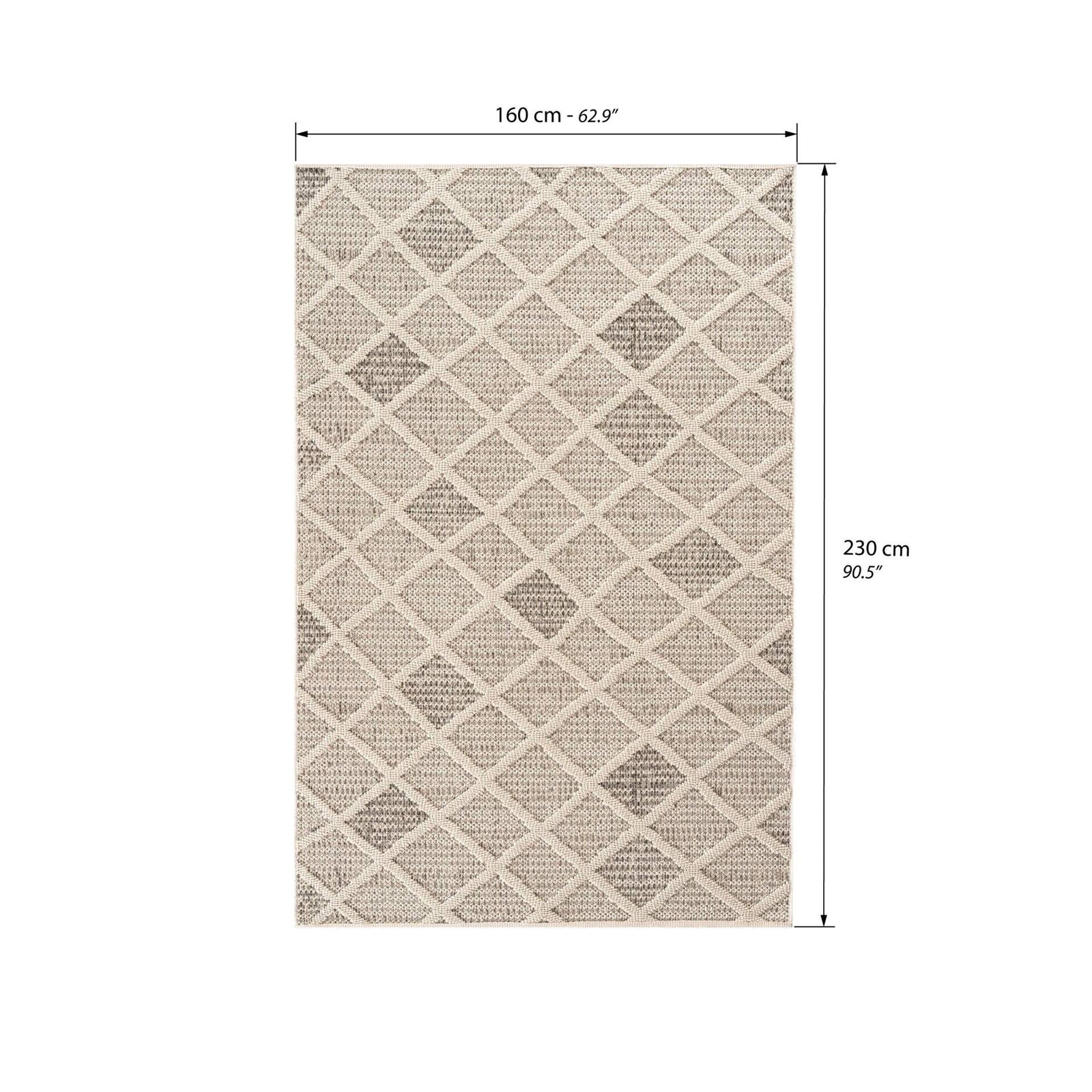 Rechteckiger Teppich Lidia 160x230 cm, Creme mit Rautenmuster - Immagine tecnica 1