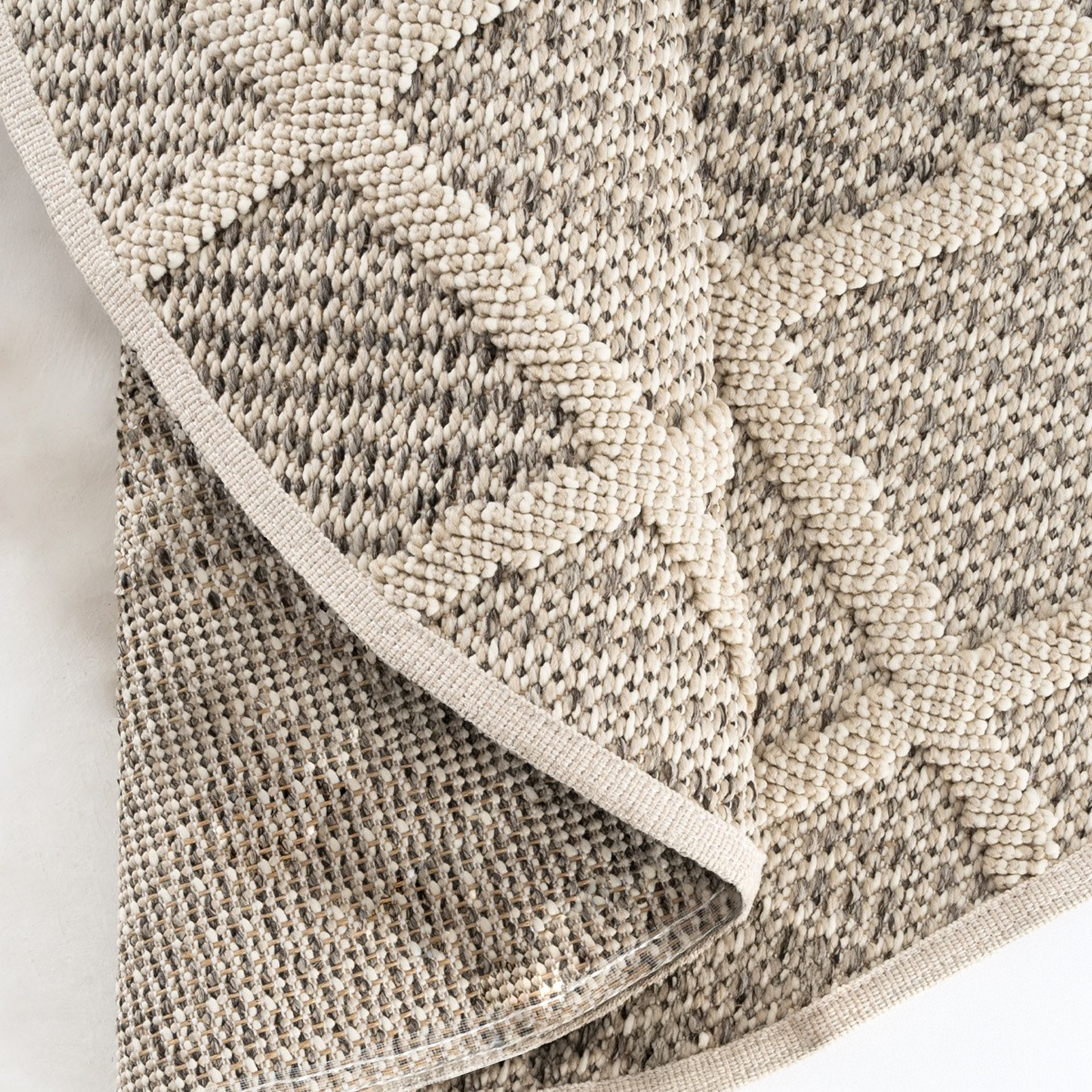 Tappeto rotondo Lidia 200 cm, Crema con motivo a rombi - Immagine dettaglio 1