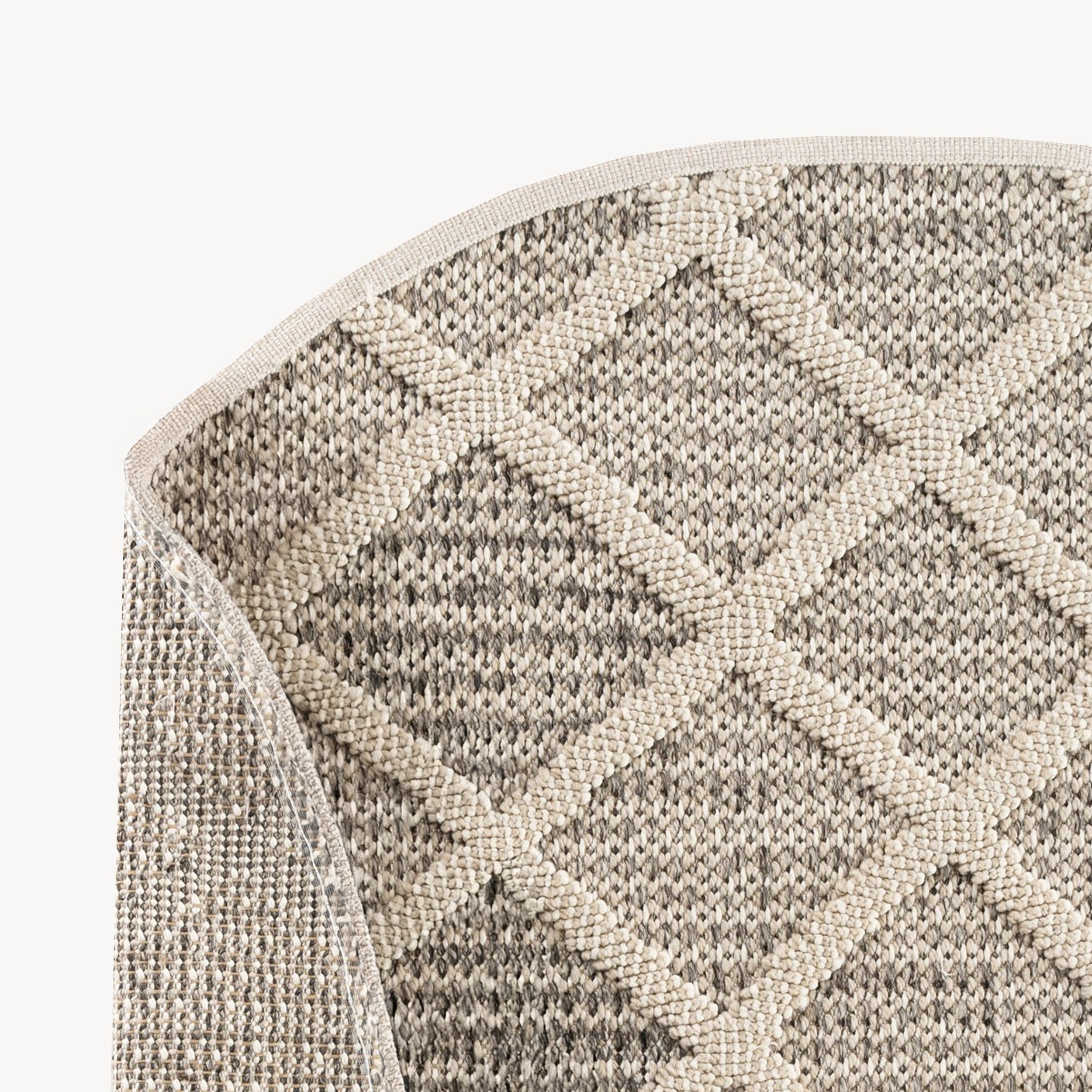 Tappeto rotondo Lidia 120 cm, Crema con motivo a rombi - Immagine dettaglio 1