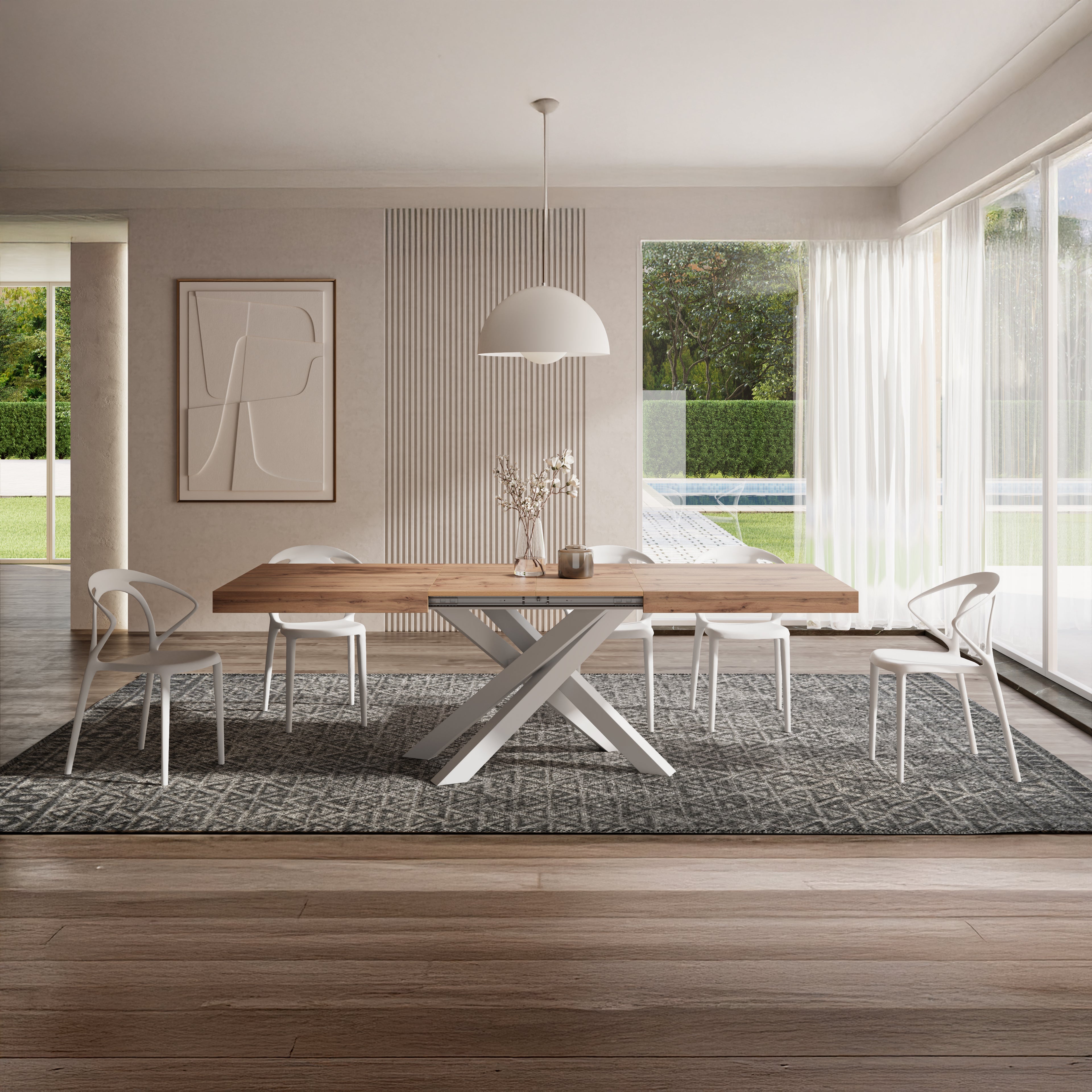 Rectangular rug Luna 200x290 cm, Grey with geometric pattern - Set image 1