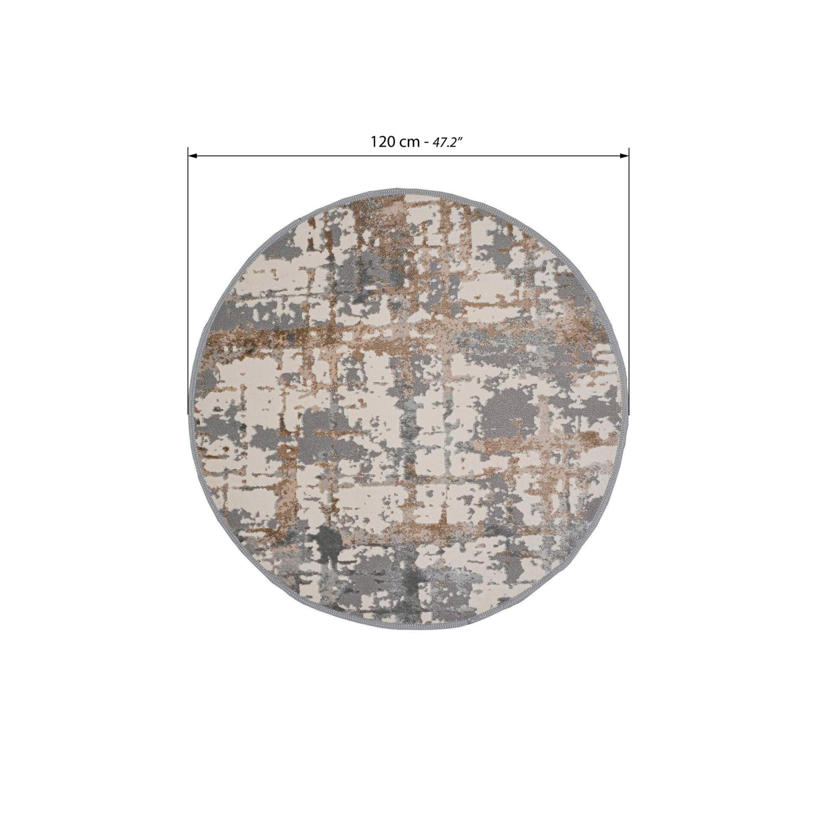 Tapete redondo Luna 120 cm, Cinza e Bege com padrão abstrato - Immagine tecnica 1