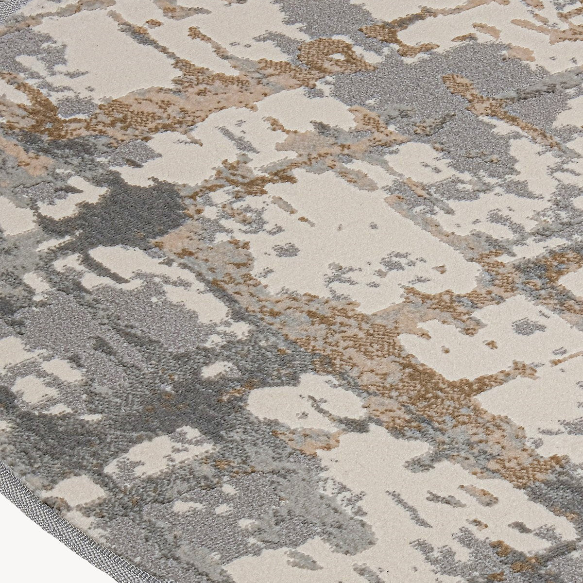 Alfombra redonda Luna de 119 cm, gris y beige con estampado abstracto - Imagen de detalle 1