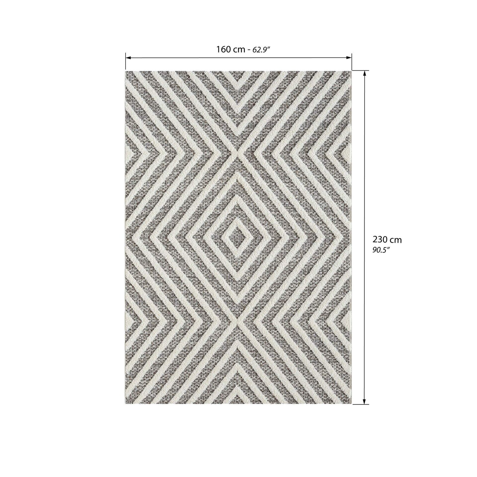Rectangular rug Maya 63x91 in, Cream with Aztec pattern - Immagine tecnica 1