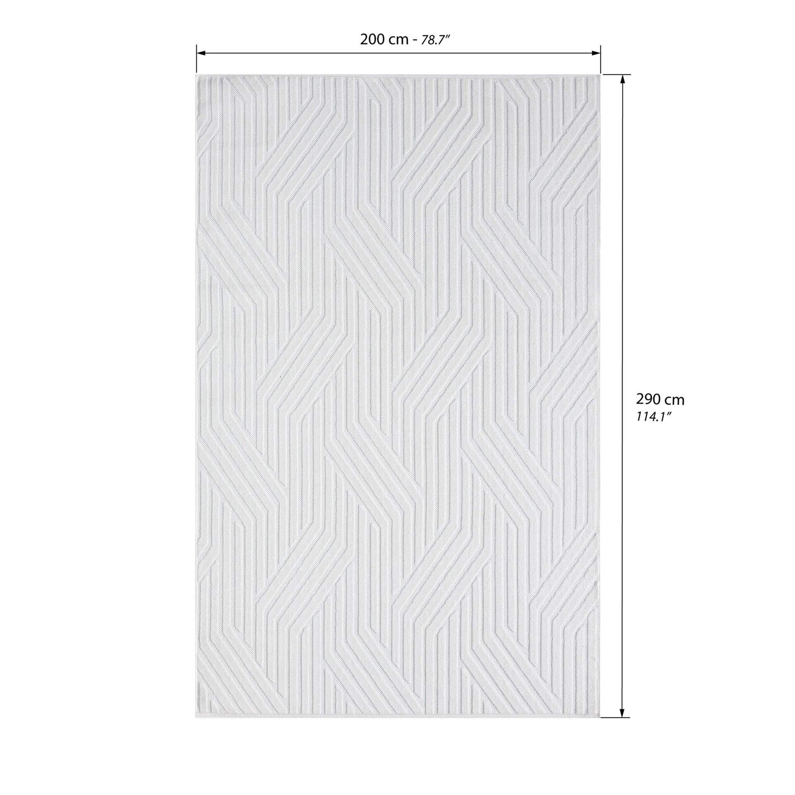 Rectangular rug Niva 79x114 in, White with geometric pattern - Immagine tecnica 1