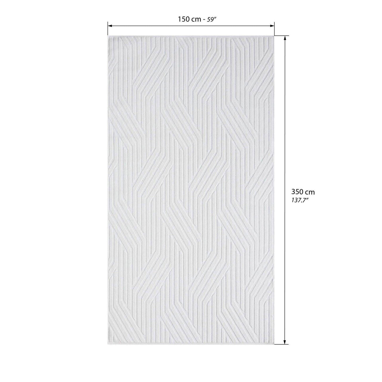 Rectangular rug Niva 59x138 in, White with geometric pattern - Immagine tecnica 1