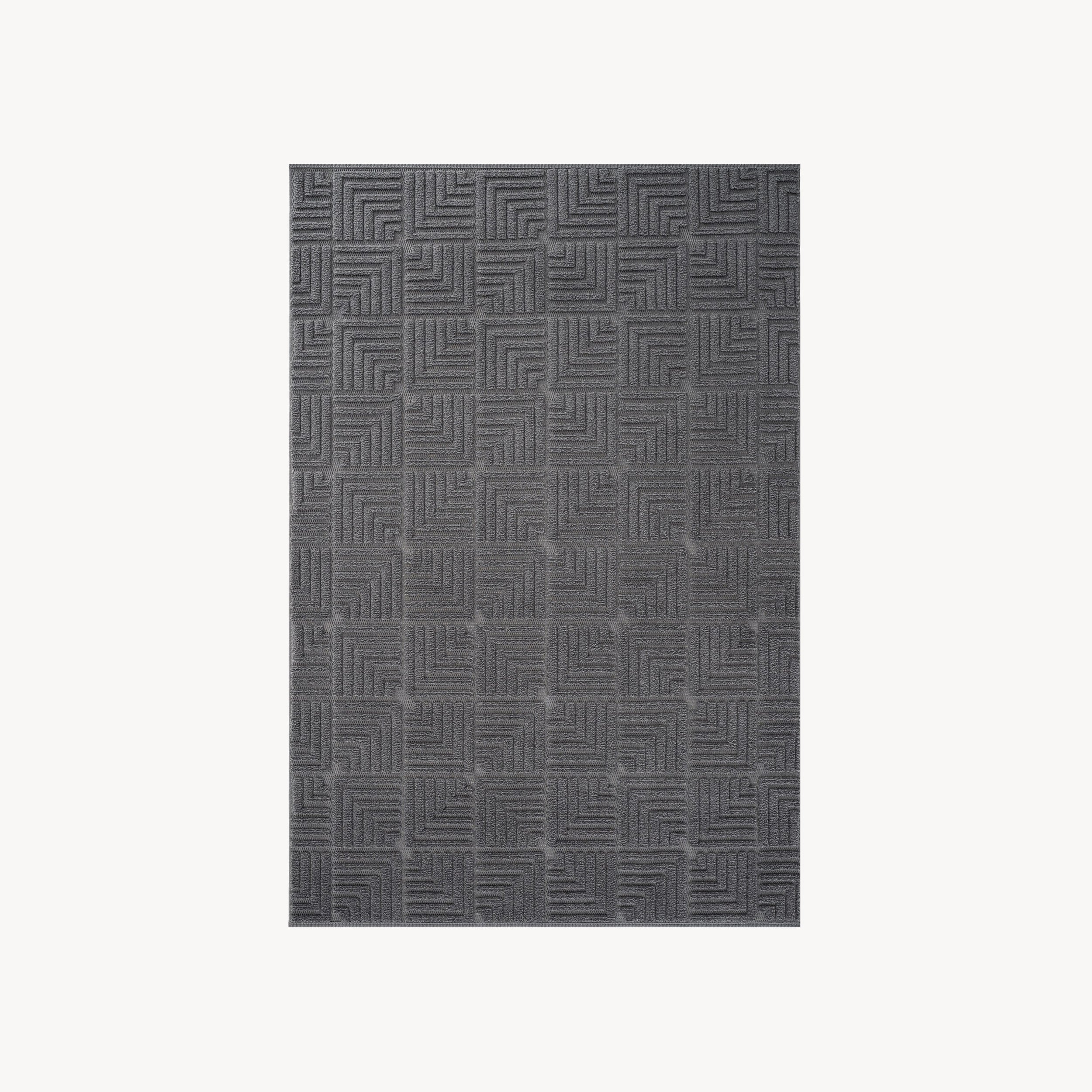 Tapis rectangulaire Pietro 160x230 cm, Anthracite avec motif géométrique rectangulaire
