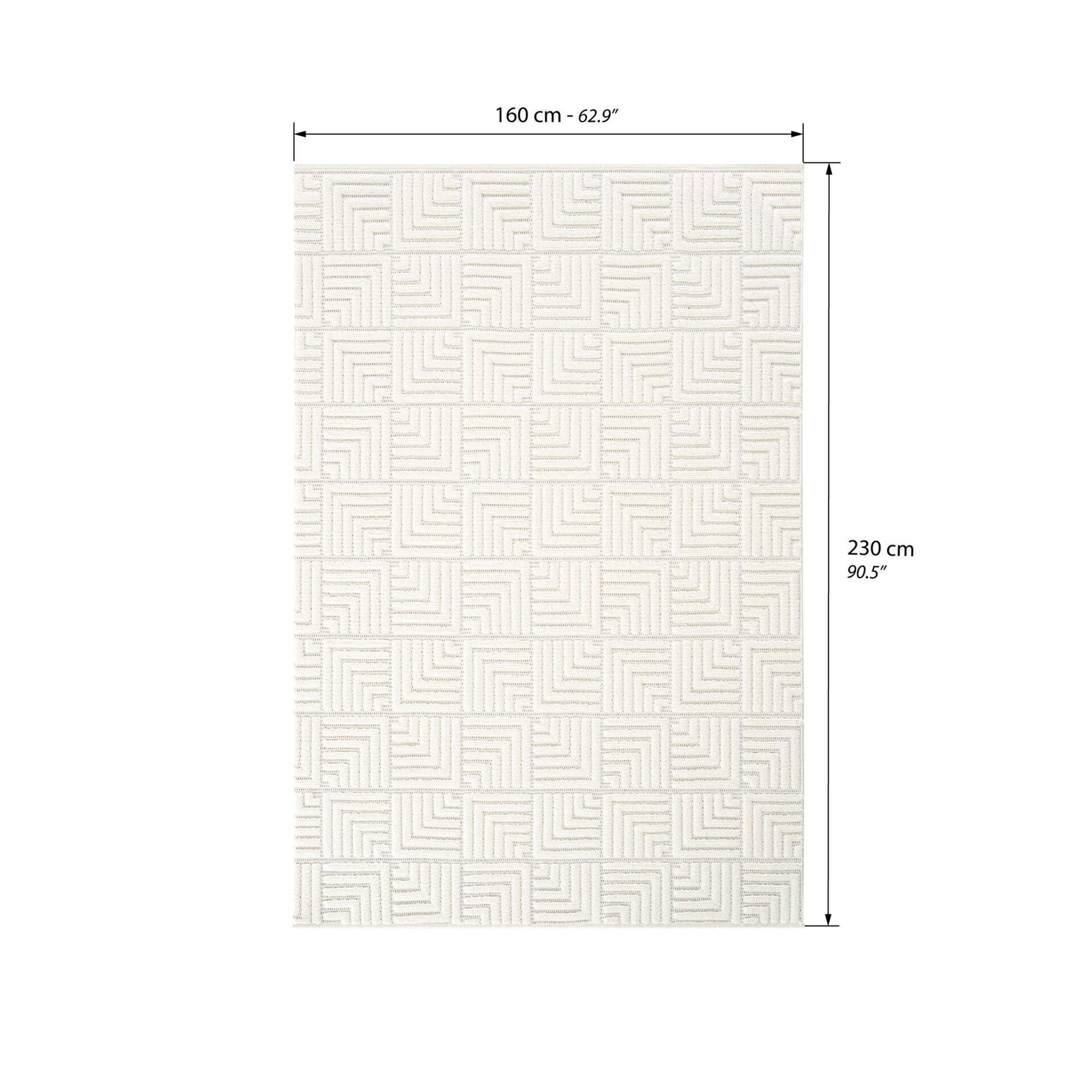 Rectangular rug Pietro 160x230 cm, Cream with rectangular geometric pattern - Immagine tecnica 1