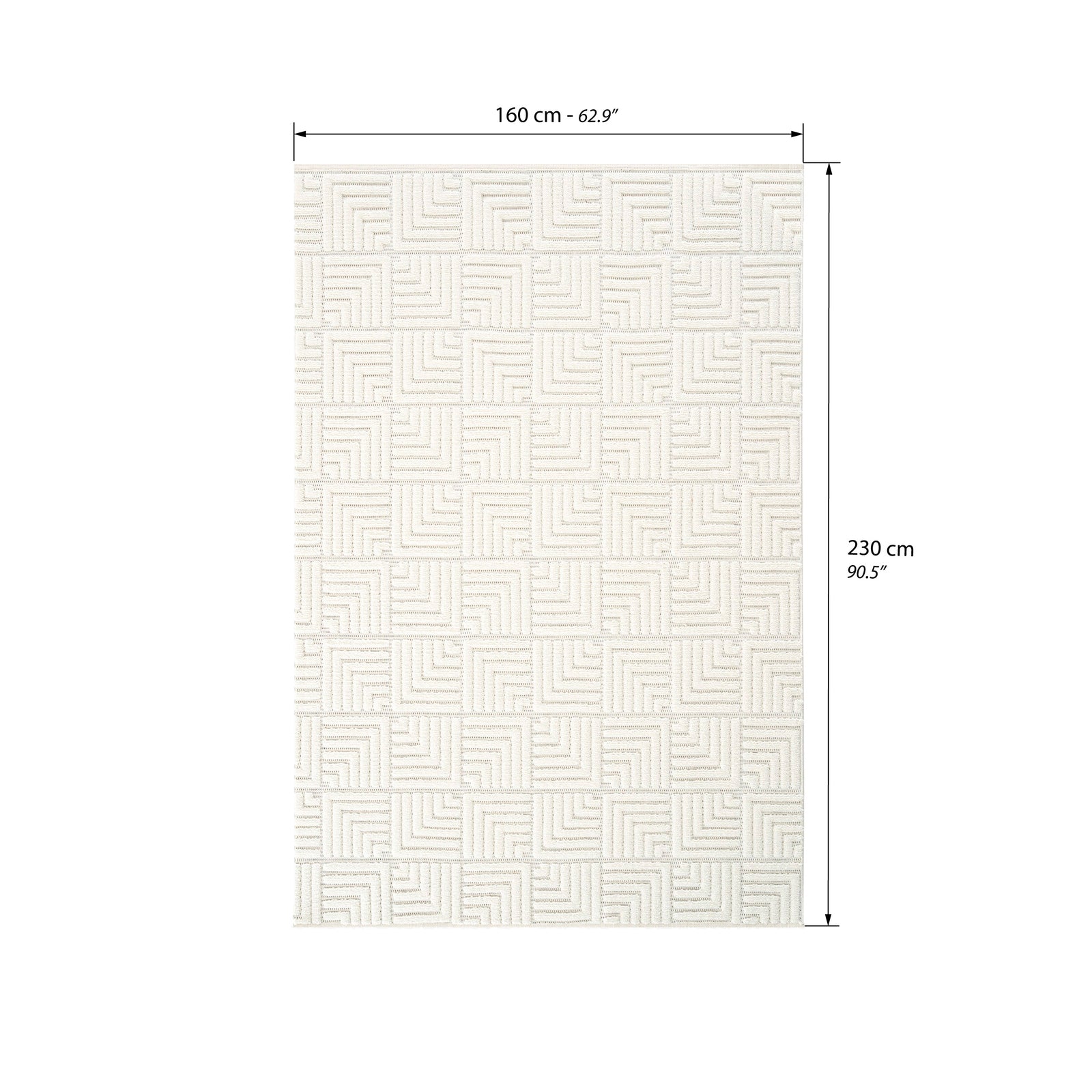 Rectangular rug Pietro 160x230 cm, Cream with rectangular geometric pattern - Immagine tecnica 1