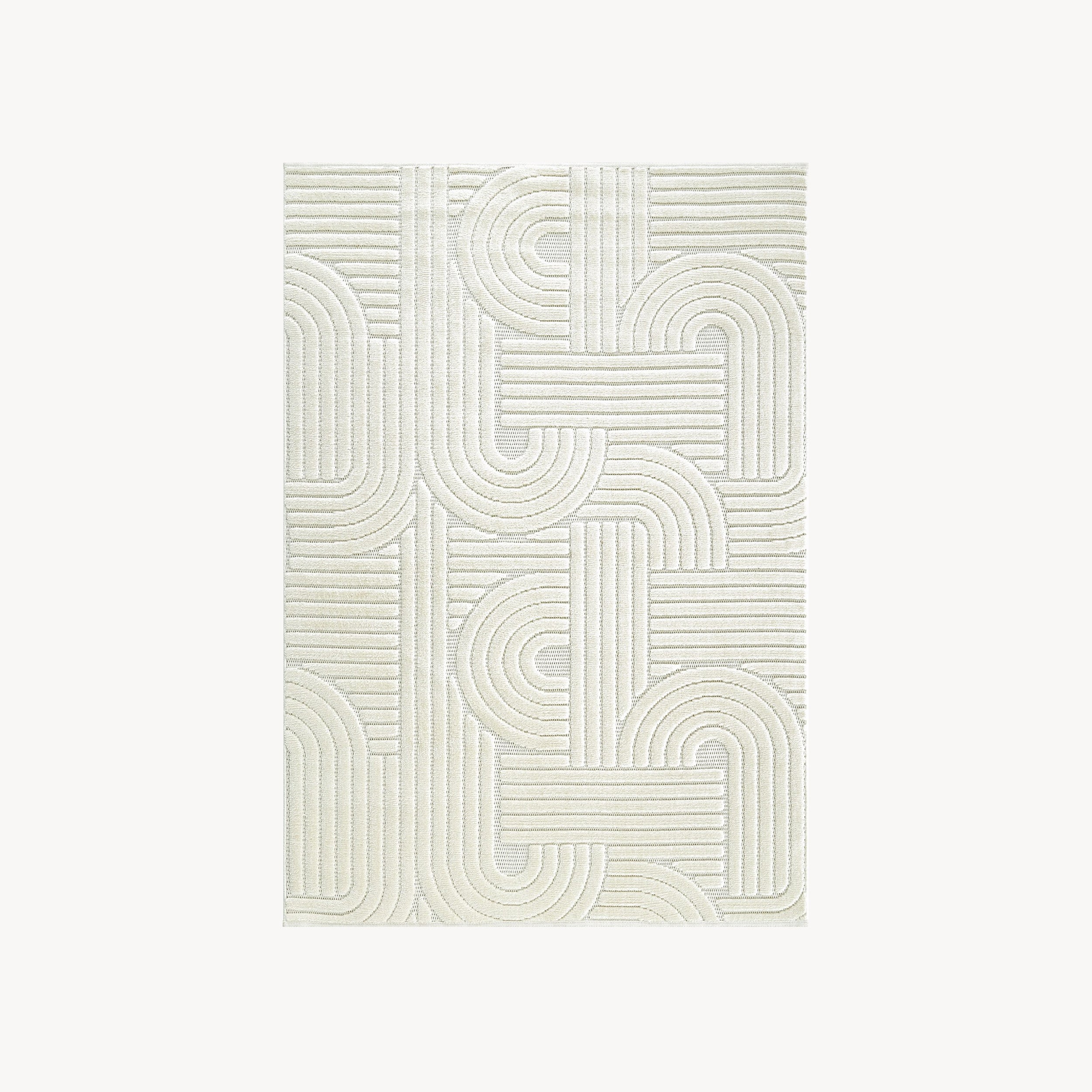 Teppich rechteckig Pietro 160x230 cm, Creme mit kreisförmigem geometrischem Muster