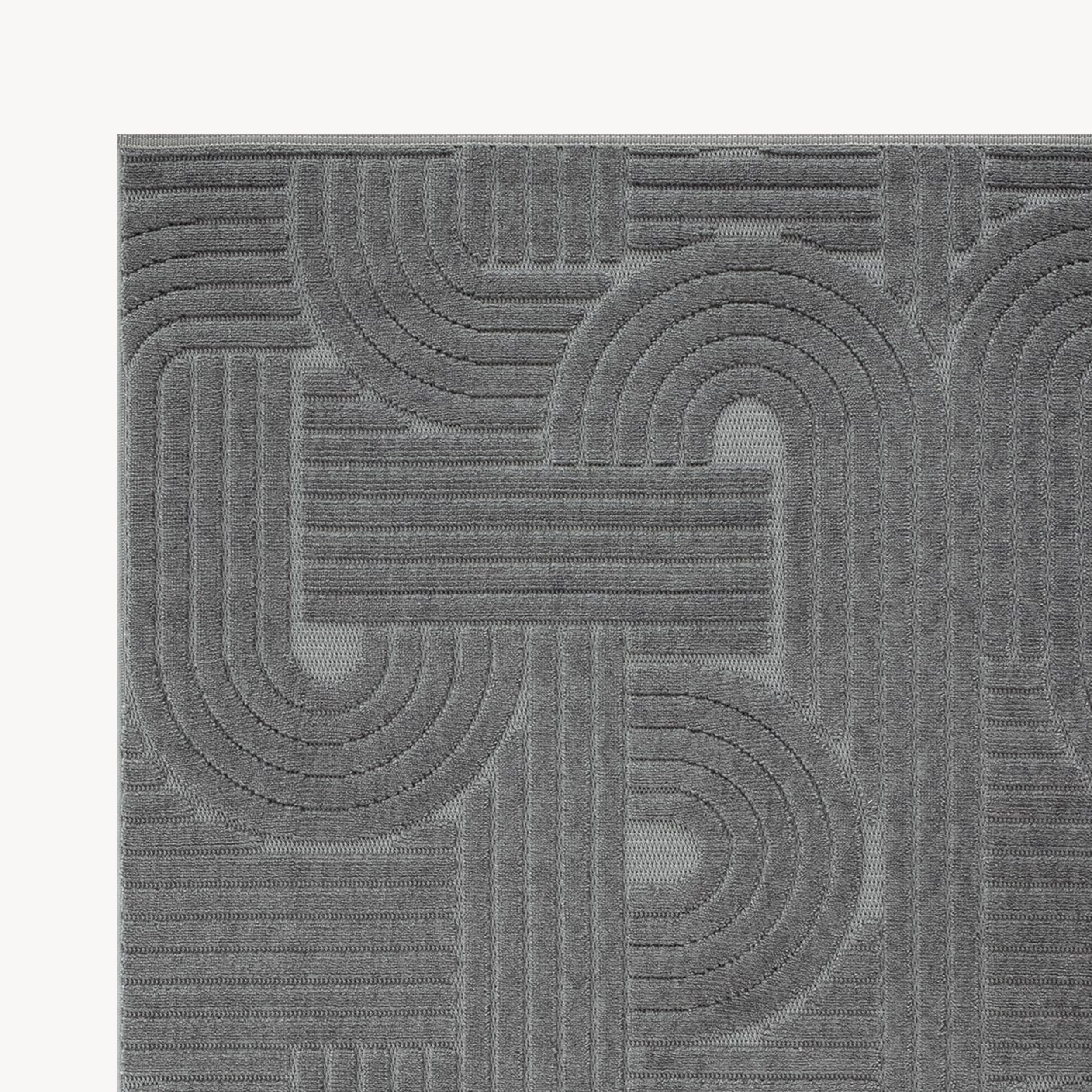 Tapis rectangulaire Pietro 160x230 cm, Anthracite avec motif géométrique circulaire
