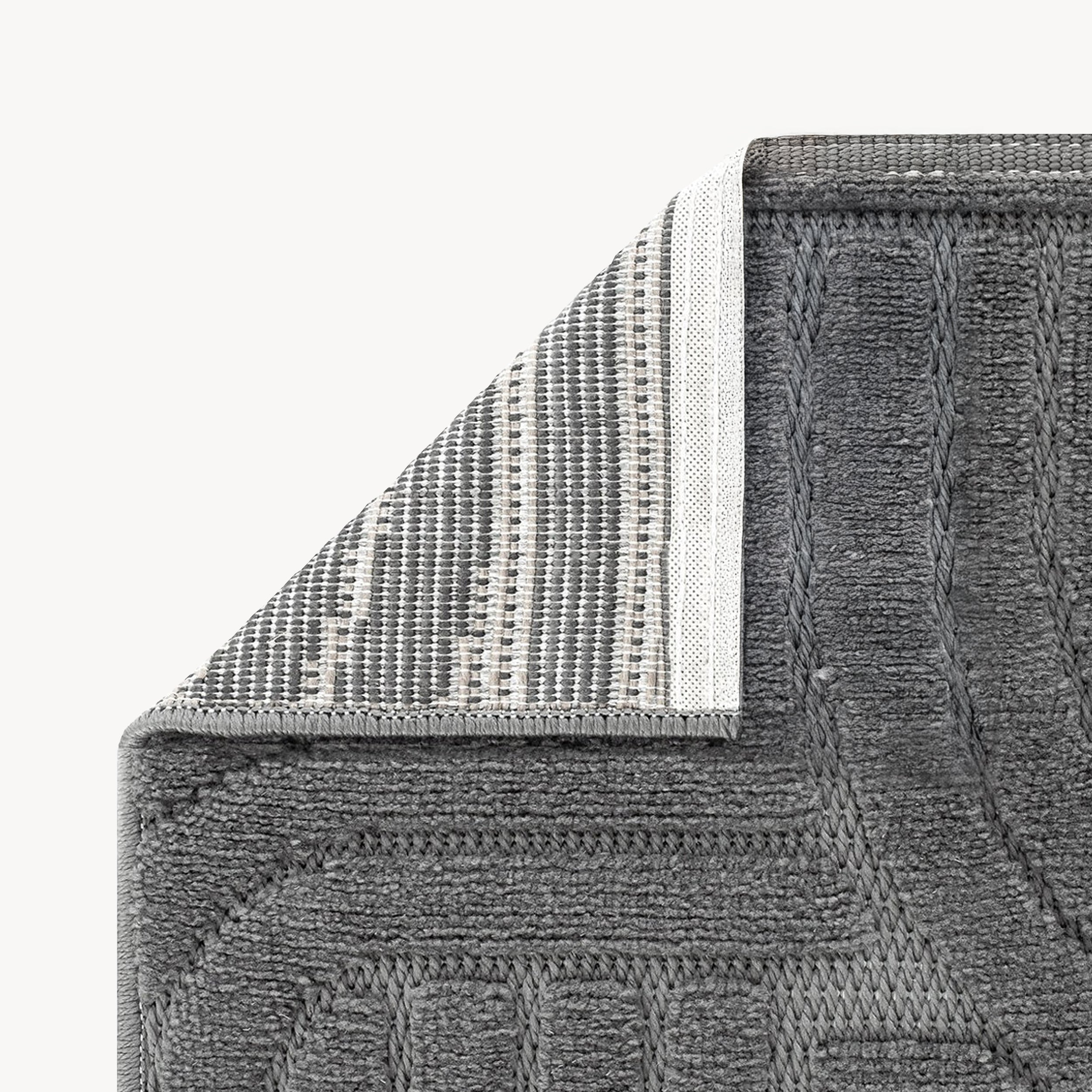 Rectangular rug Pietro 63x91 in, Anthracite with circular geometric pattern - Detail image 2