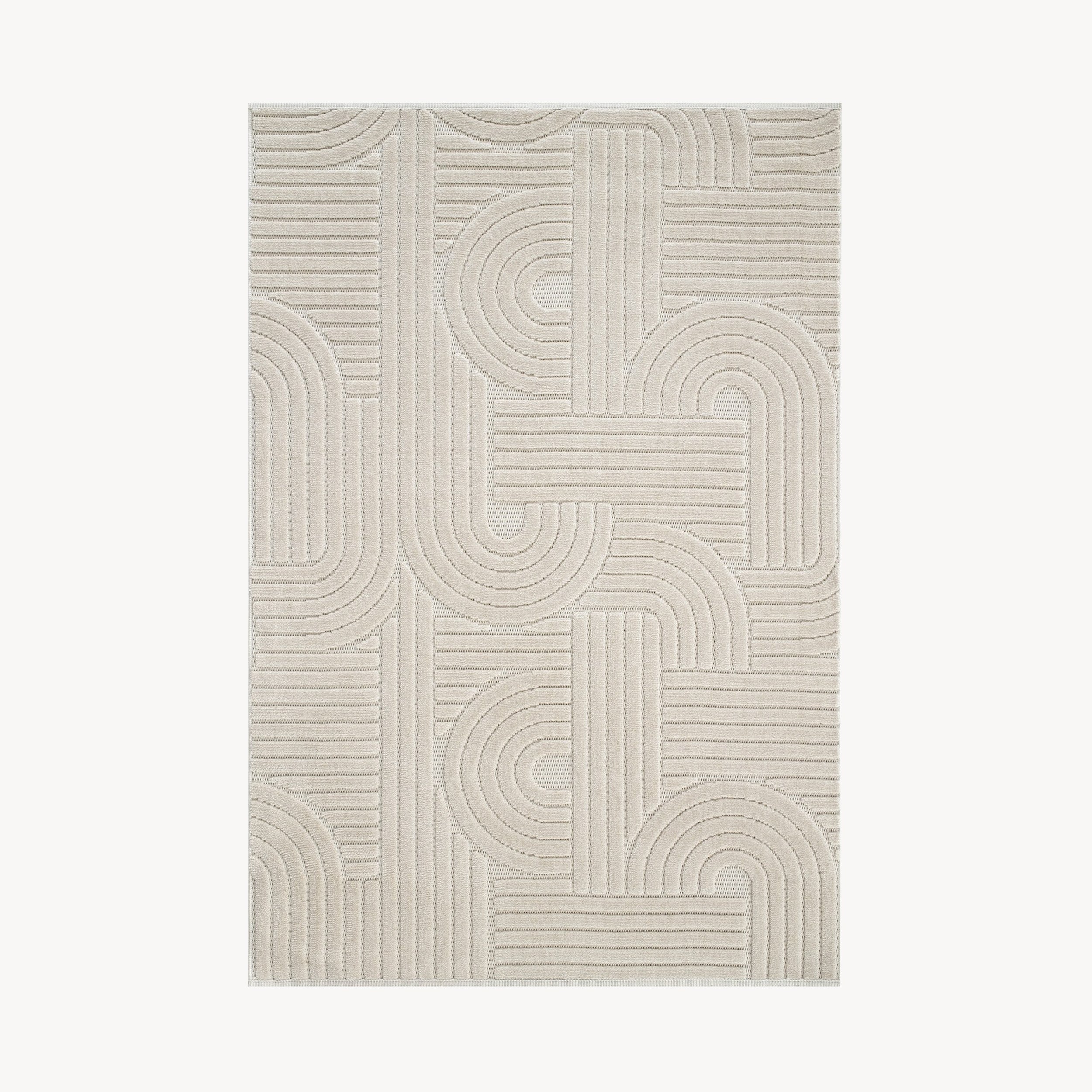 Teppich rechteckig Pietro 200x290 cm, Beige mit kreisförmigem geometrischem Muster