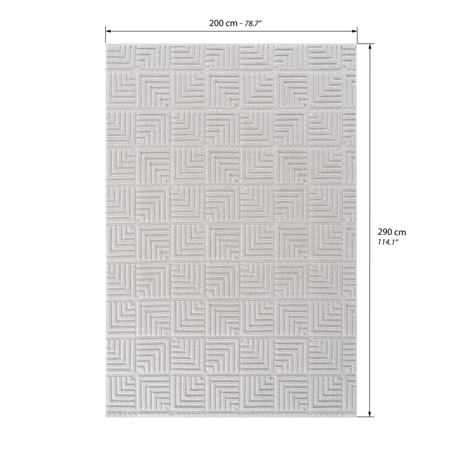 Tapis rectangulaire Pietro 200x290 cm, Gris avec motif géométrique rectangulaire - Immagine tecnica 1